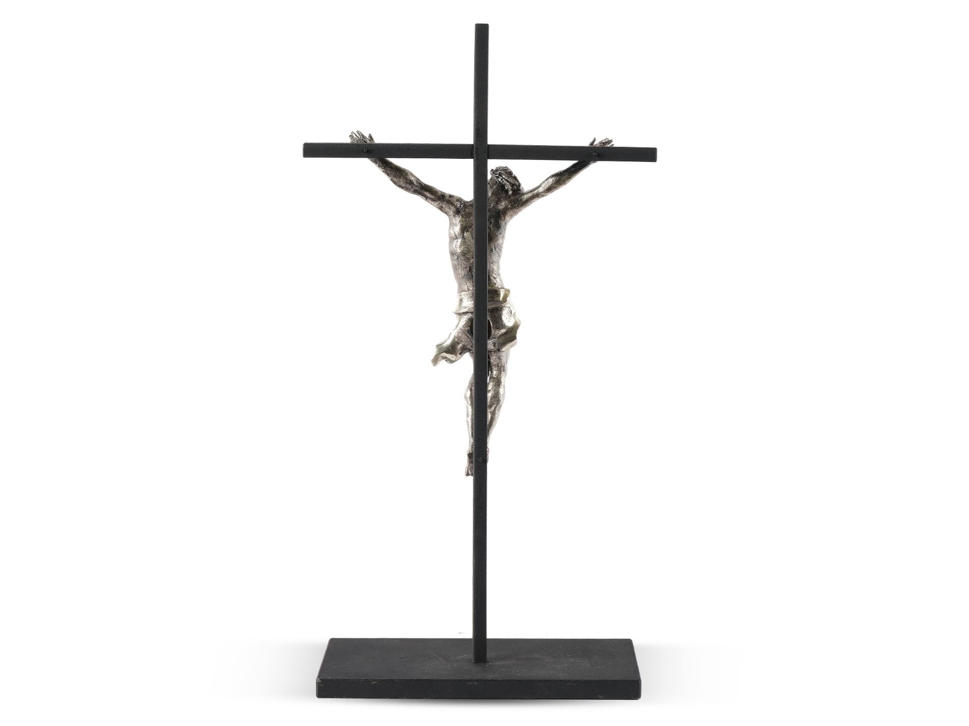 Christus am Kreuz, Silber auf Eisenkreuz montiert, 18. Jahrhundert - Bild 2 aus 2