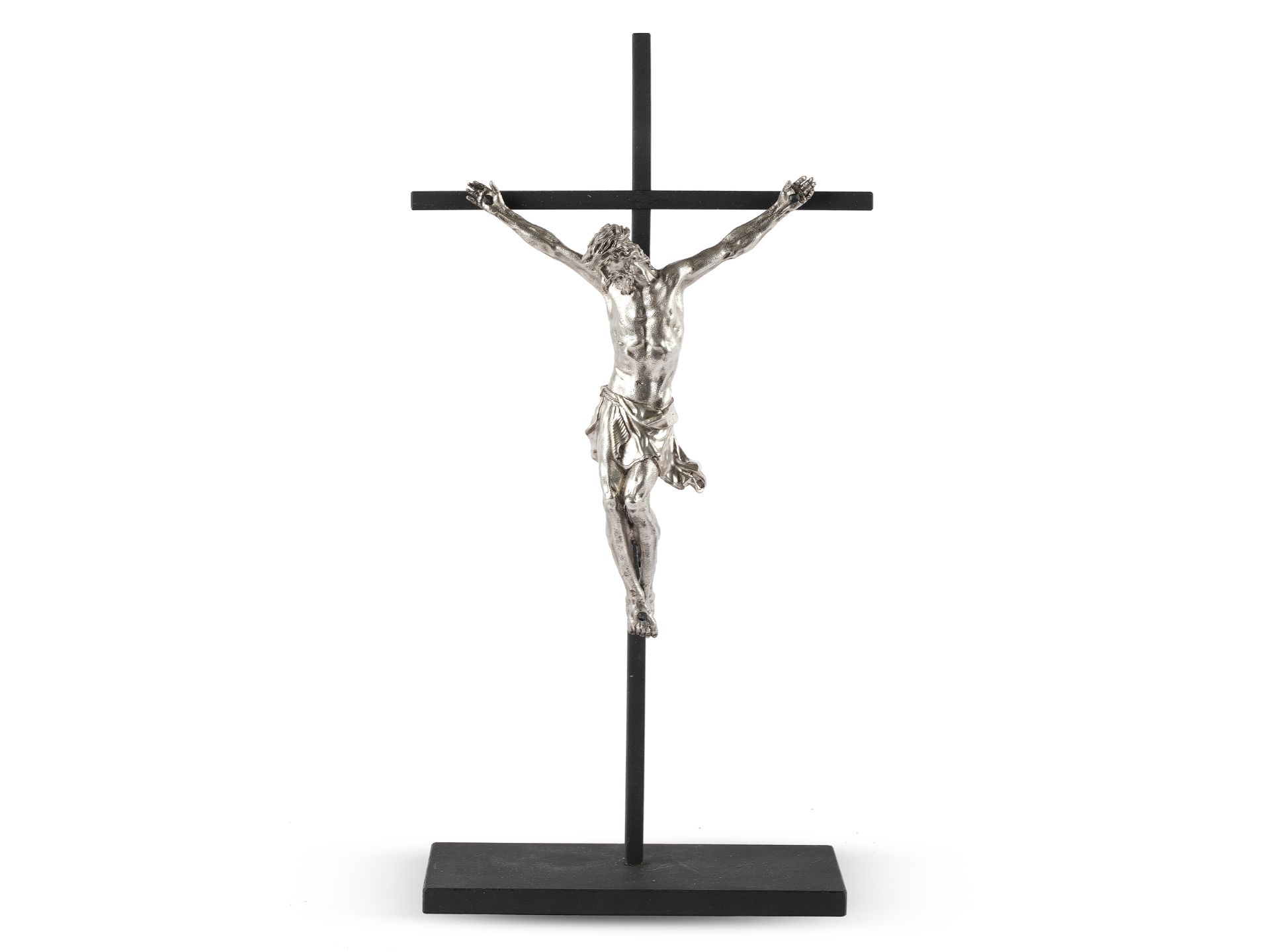 Christus am Kreuz, Silber auf Eisenkreuz montiert, 18. Jahrhundert