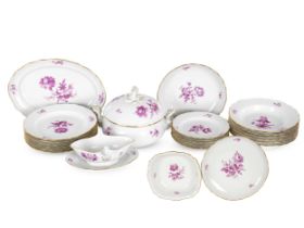 Speiseservice für 6 Personen, 24-teilig, Blumendekor violett, Meissen