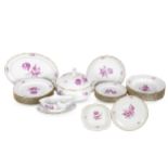 Dinner service for 6 persons, 24-piece, Violet foral decor, Meissen