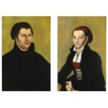 Lucas Cranach der Ältere, Kronach 1472 - 1553 Weimar, Umkreis, Portraits von Martin Luther und Katha