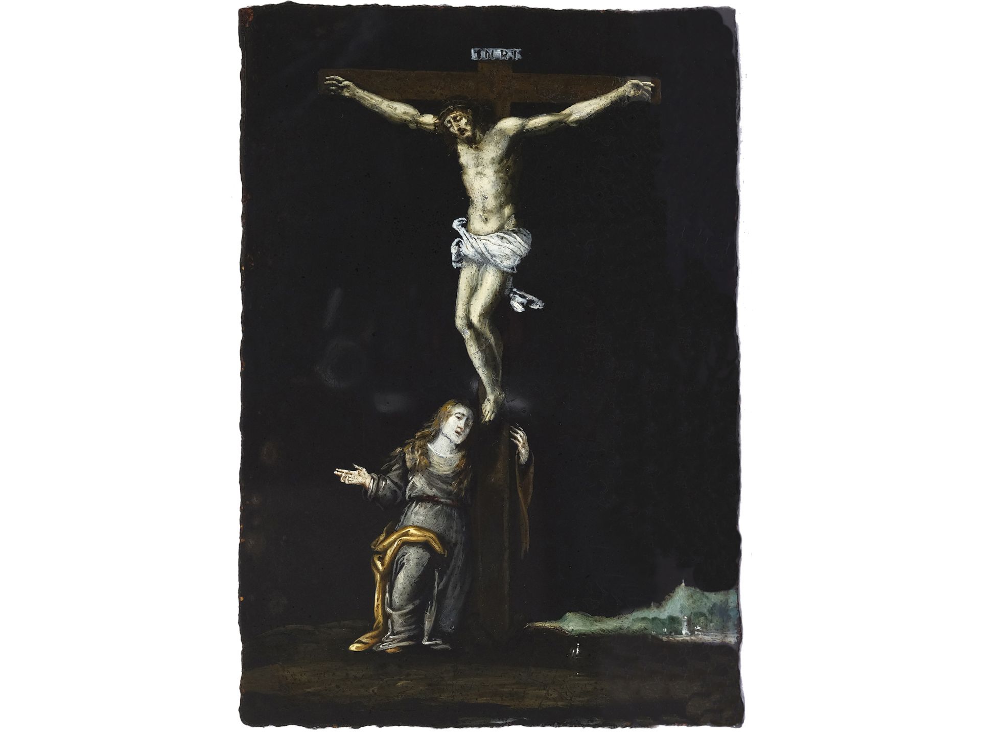 Unknown artist, Italy, 17th century, Crucifixion with Mary Magdalene