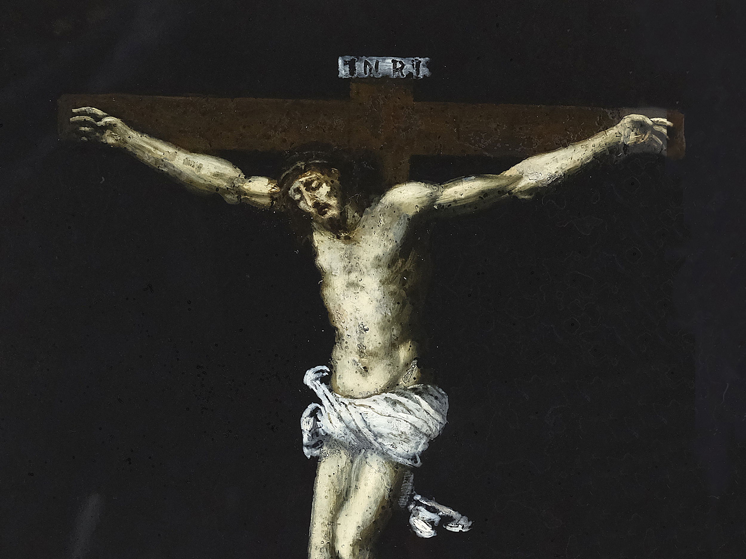 Unknown artist, Italy, 17th century, Crucifixion with Mary Magdalene - Image 2 of 3