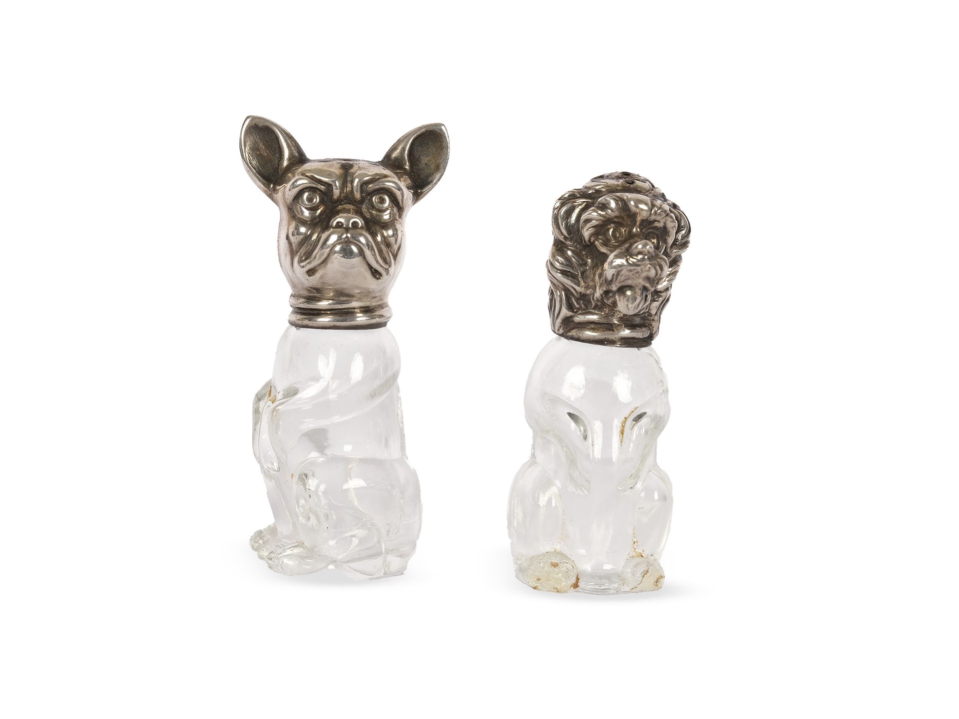 Salt and pepper shakers in the shape of dog heads