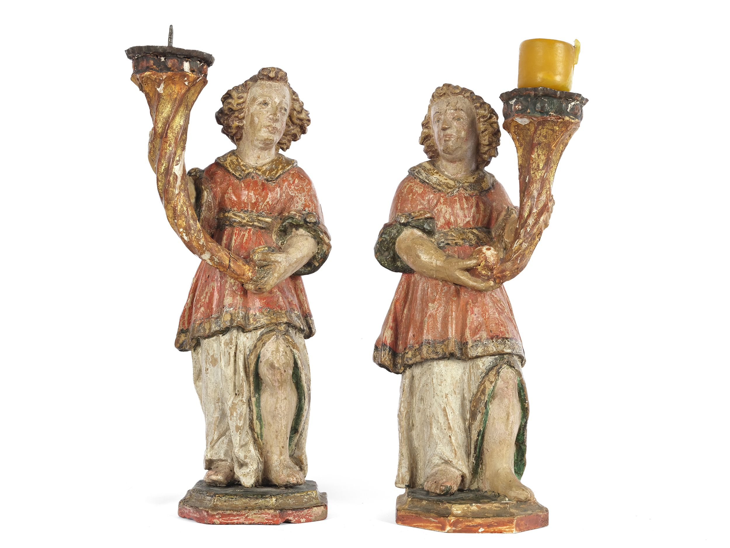 Zürn family, circle of, pair of candlestick angels