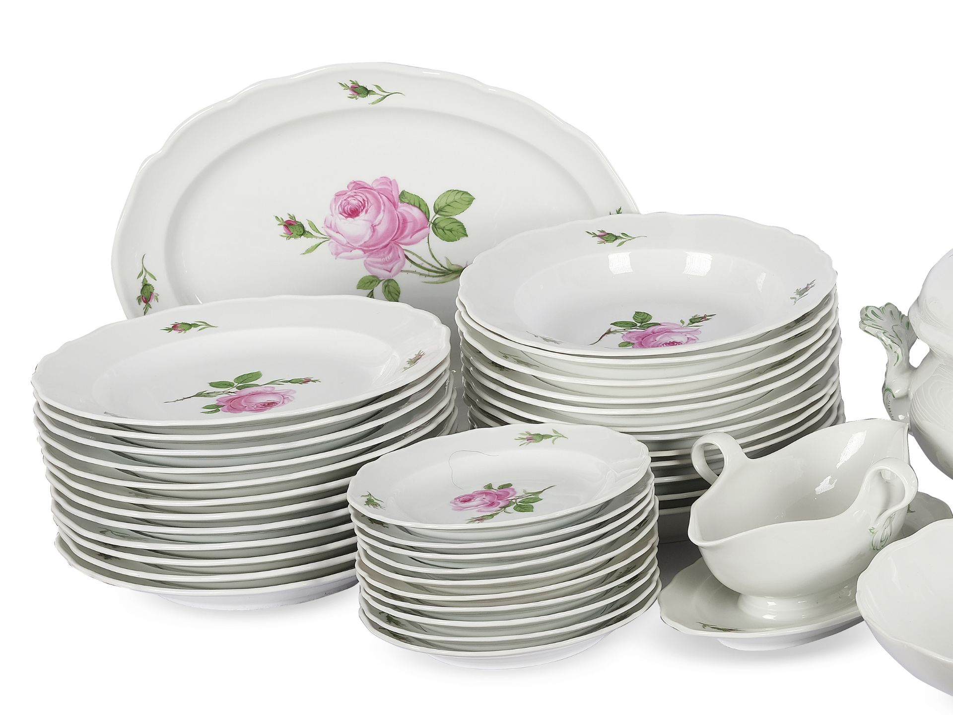 Dinner service, 59-piece, Meissen, Rose decor - Image 2 of 6