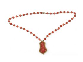 Coral necklace with a pendant