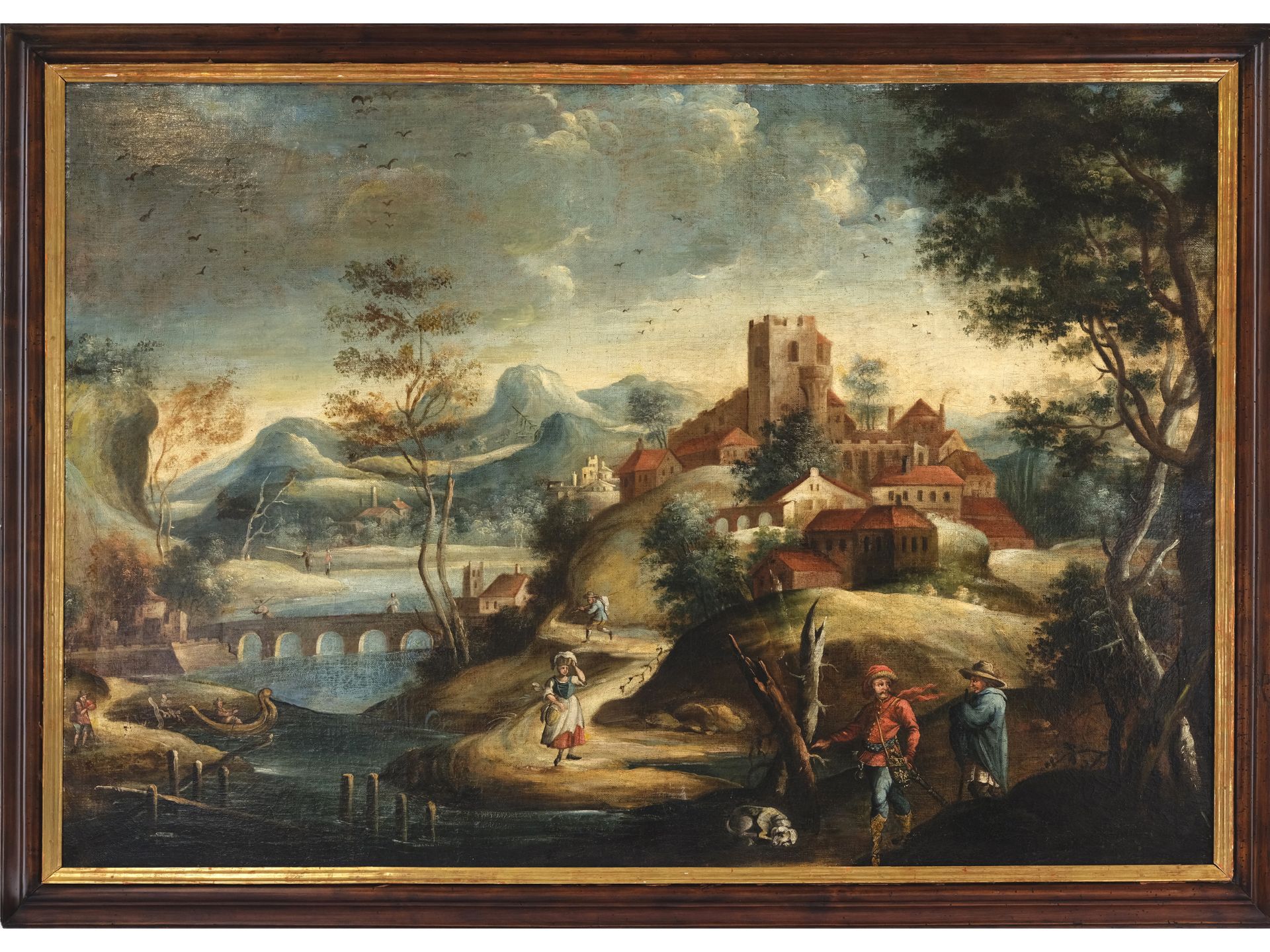 Peter von Bemmel, Nürnberg 1685 - 1754 Regensburg, zugeschrieben, Wanderer bei der Stadt - Bild 2 aus 4