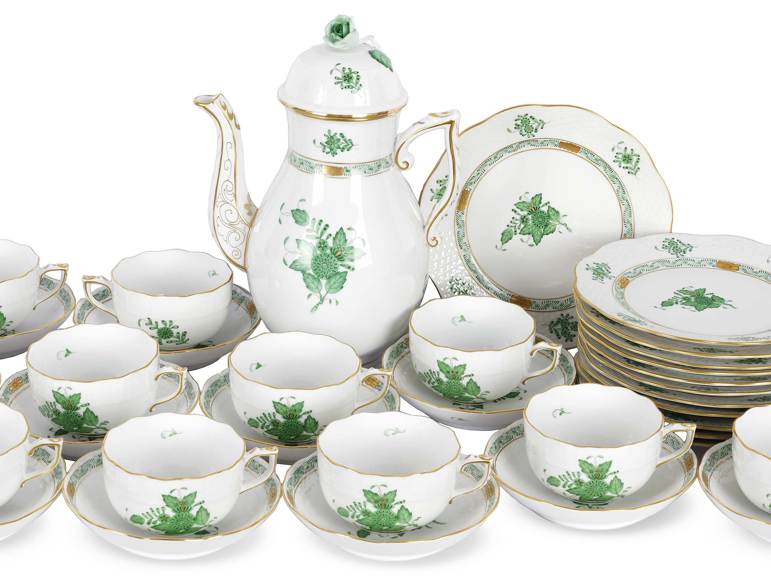 Coffee set, 39 pieces, Herend, Apponyi Vert - Image 3 of 7