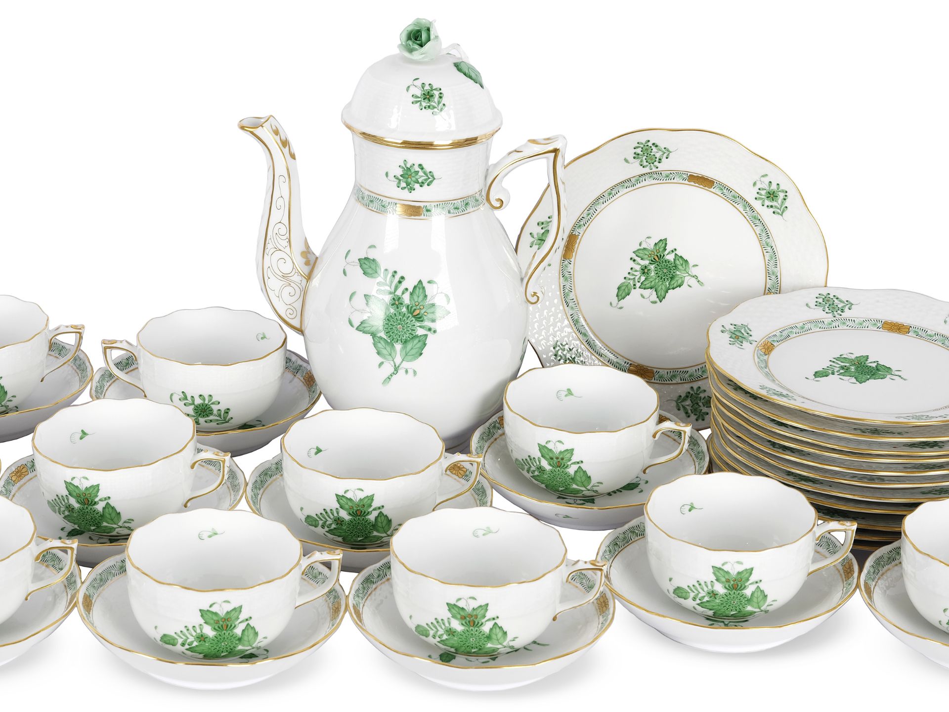 Coffee set, 39 pieces, Herend, Apponyi Vert - Image 3 of 7