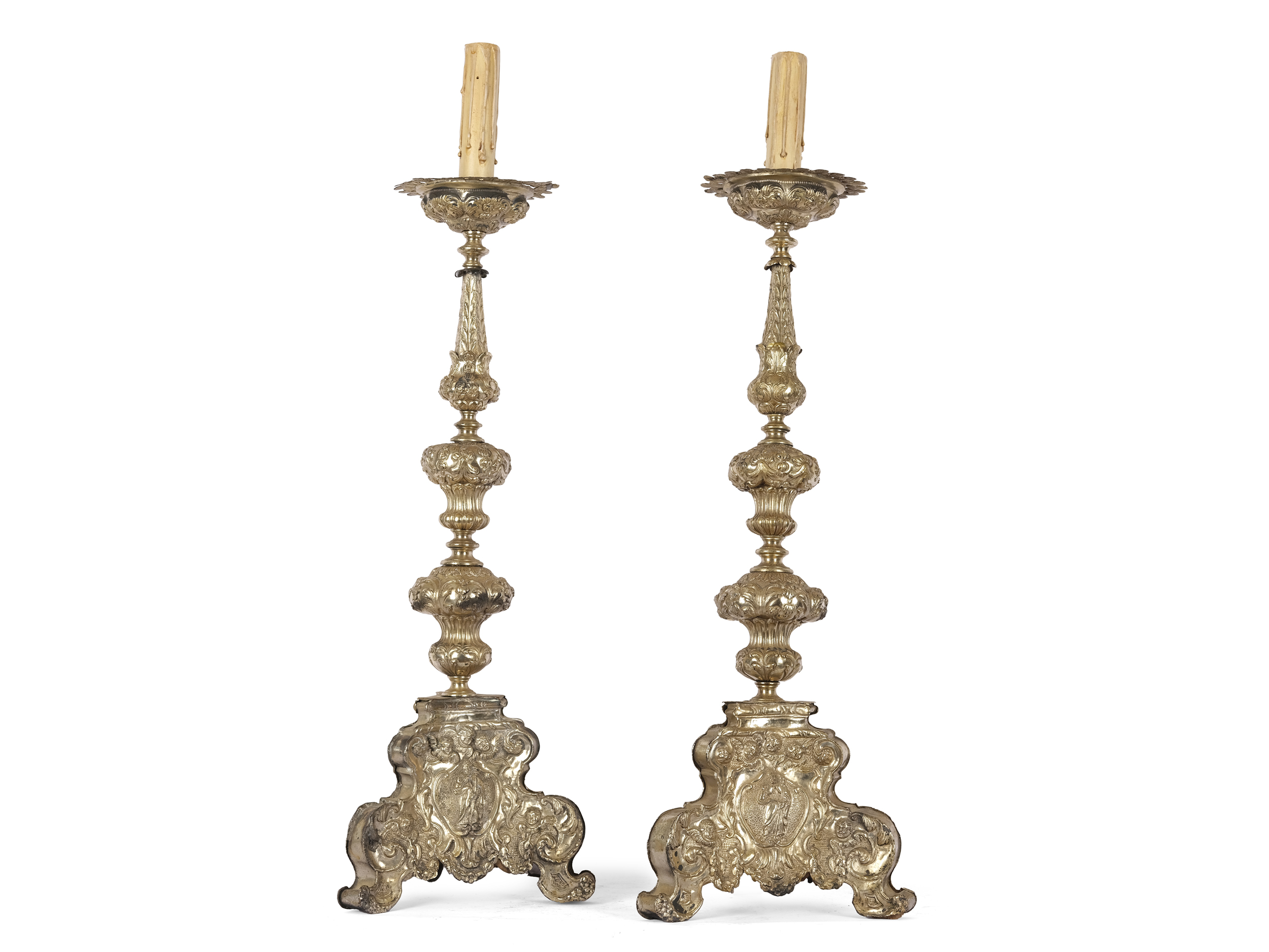Pair of baroque candlesticks, 18th century - Image 3 of 3