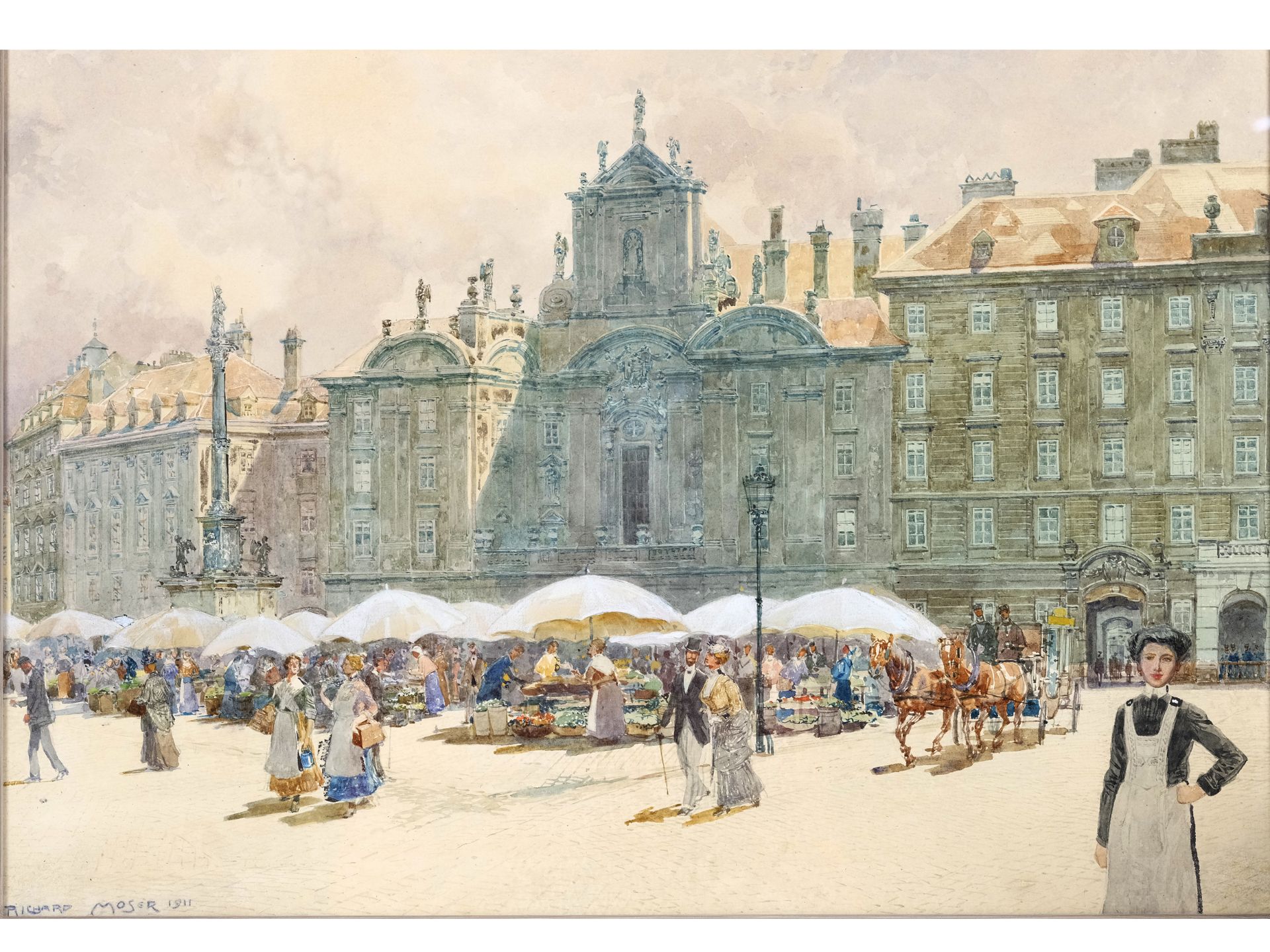 Richard Moser, Wien 1874 - 1924 Aigen, Blumenmarkt am Hof