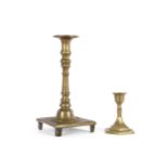 2 brass candlesticks, Baroque, 17th/18th century