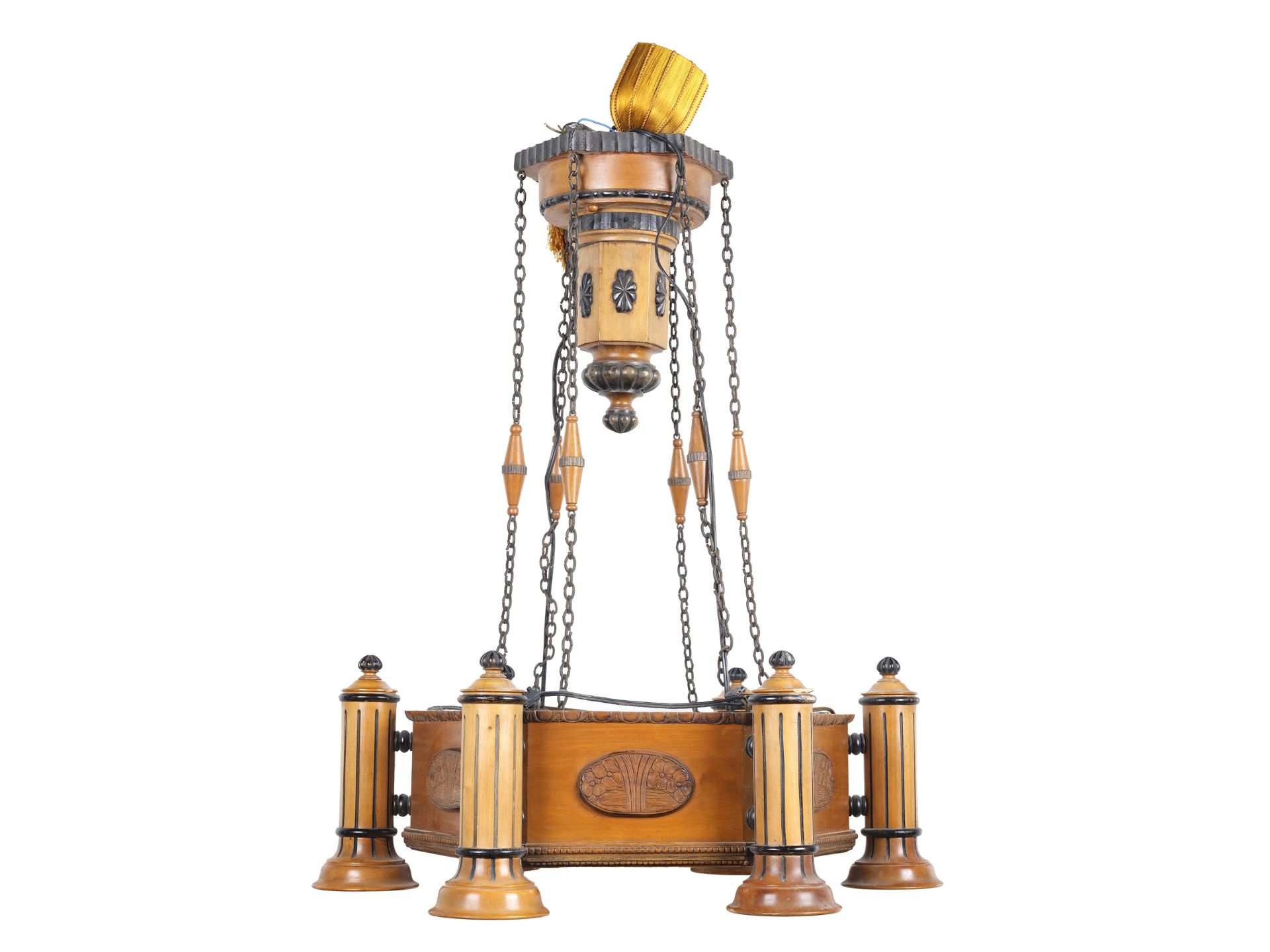 Wooden chandelier, Art Deco - Image 2 of 4