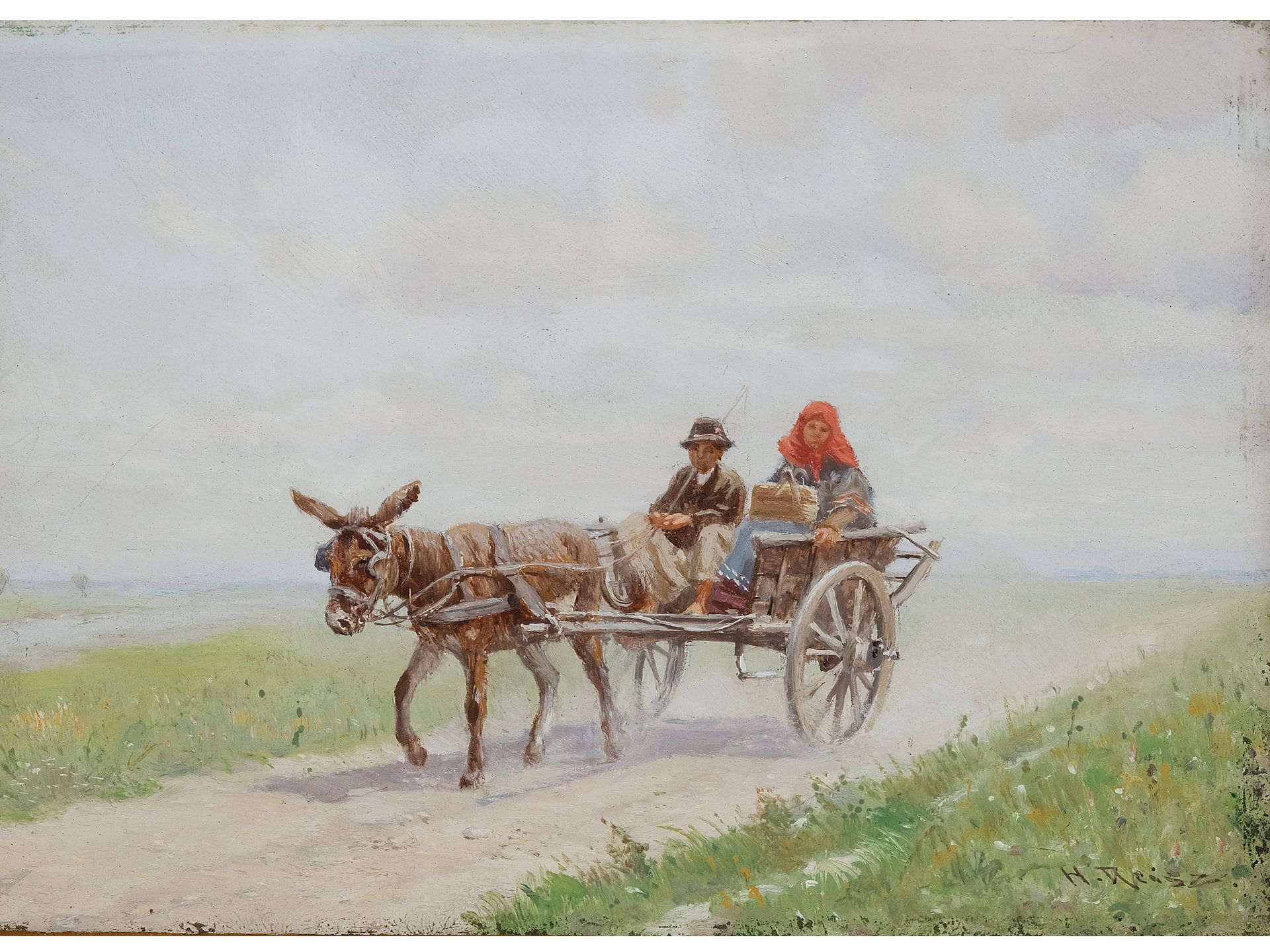 Herman Reisz, Deutschland, 1865 - 1920, Eselkarren