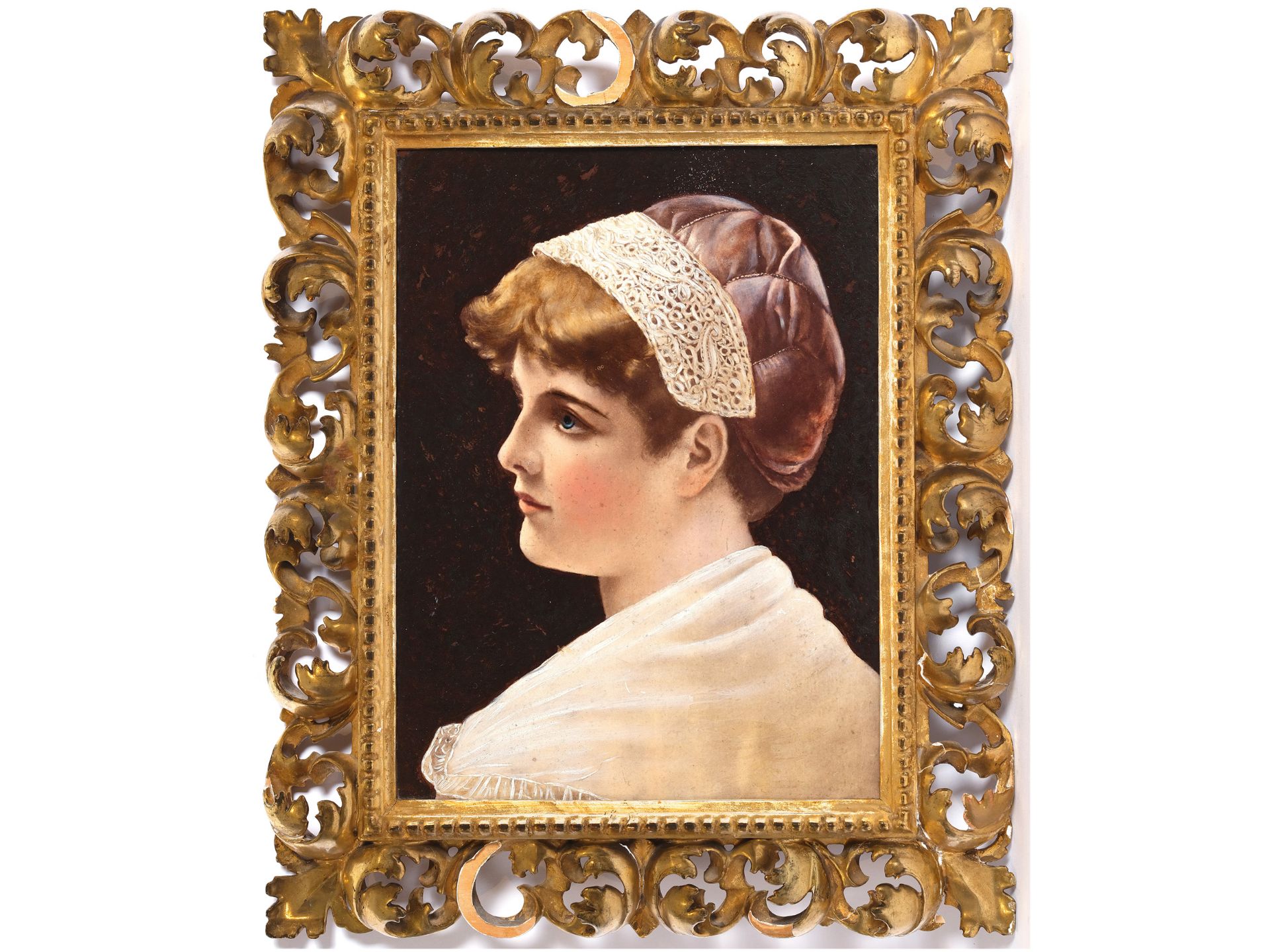 Unknown painter, Portrait of a girl, around 1900 - Image 2 of 4