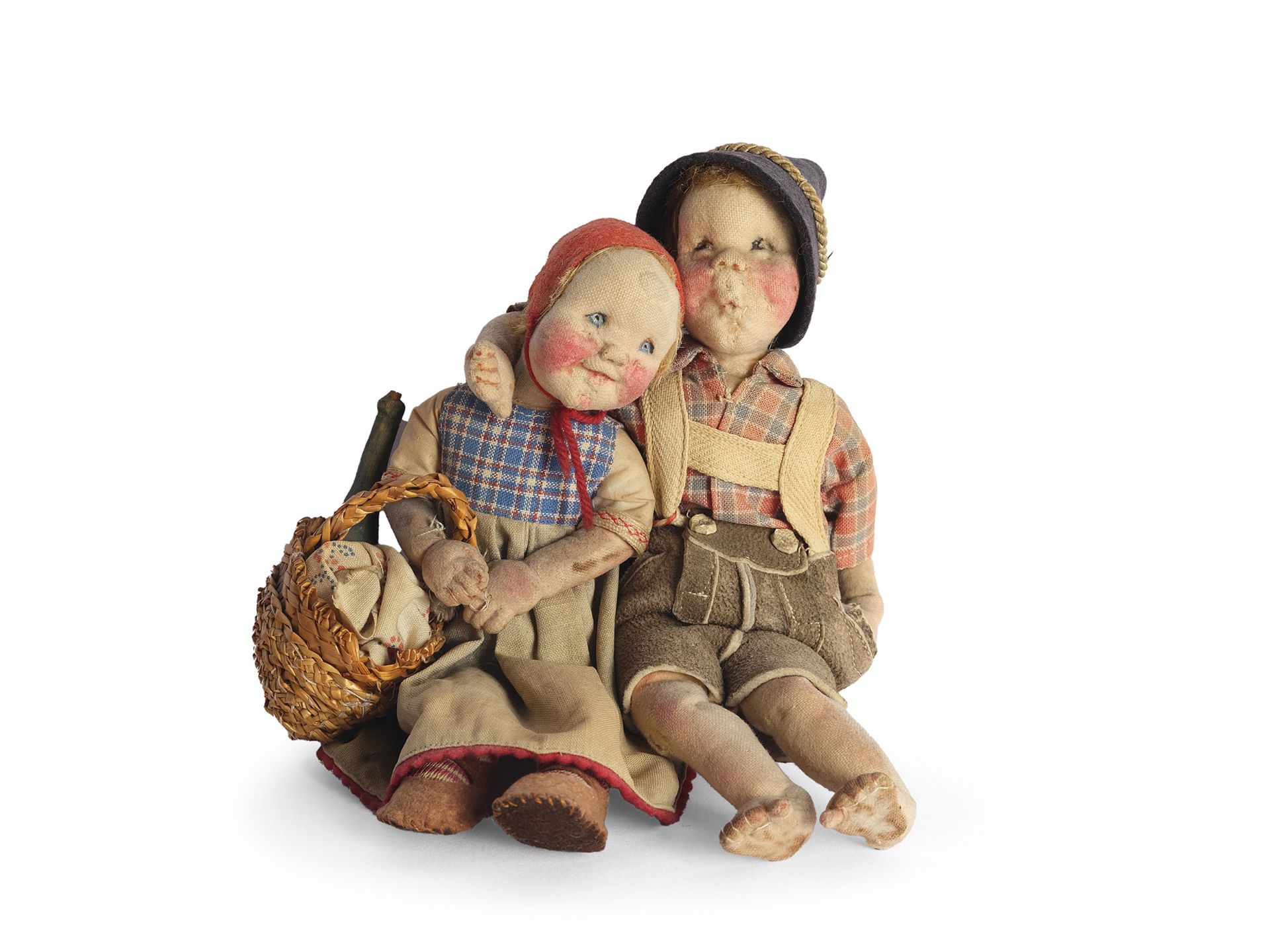 Elli Riehl, Villach 1902 - 1977 Villach, Zwei sitzende Bauernkinder - Bild 2 aus 4