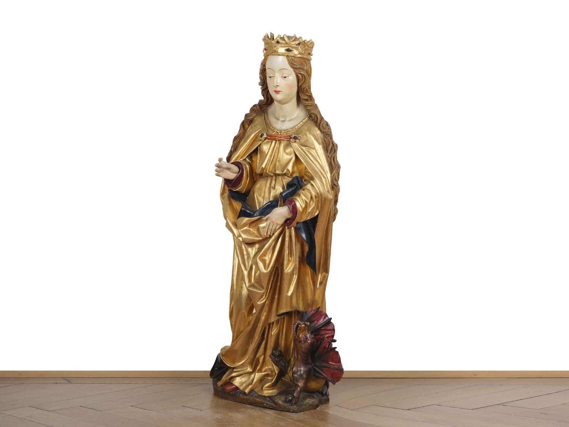 Heilige Margarete, meisterlicher Schnitzer im Stil der Spätgotik um 1500 - Bild 3 aus 6