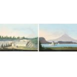 Paar Ansichtenminiaturen, „Il Fusaro“ & „Tempio di Giove a Pompei“