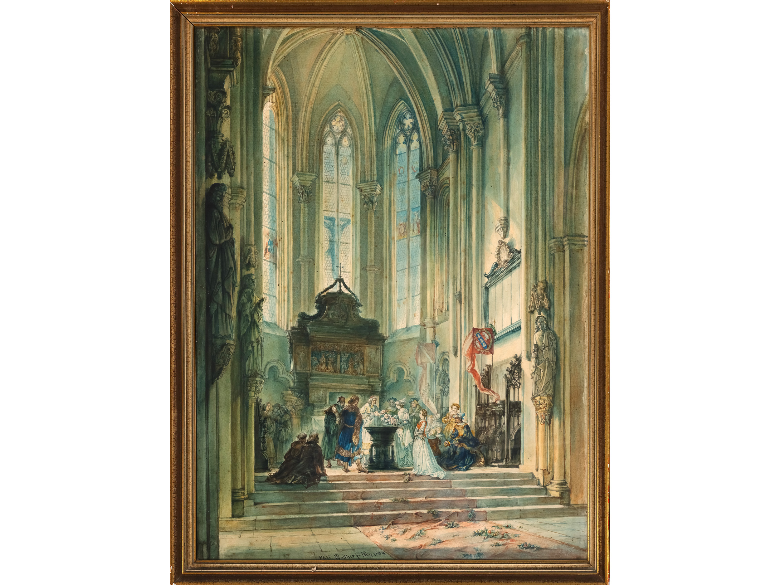 Johann Philipp Walter, Mühlhausen 1798 - 1868 Nuremberg, The interior of St Sebald's Church in Nurem - Image 2 of 5
