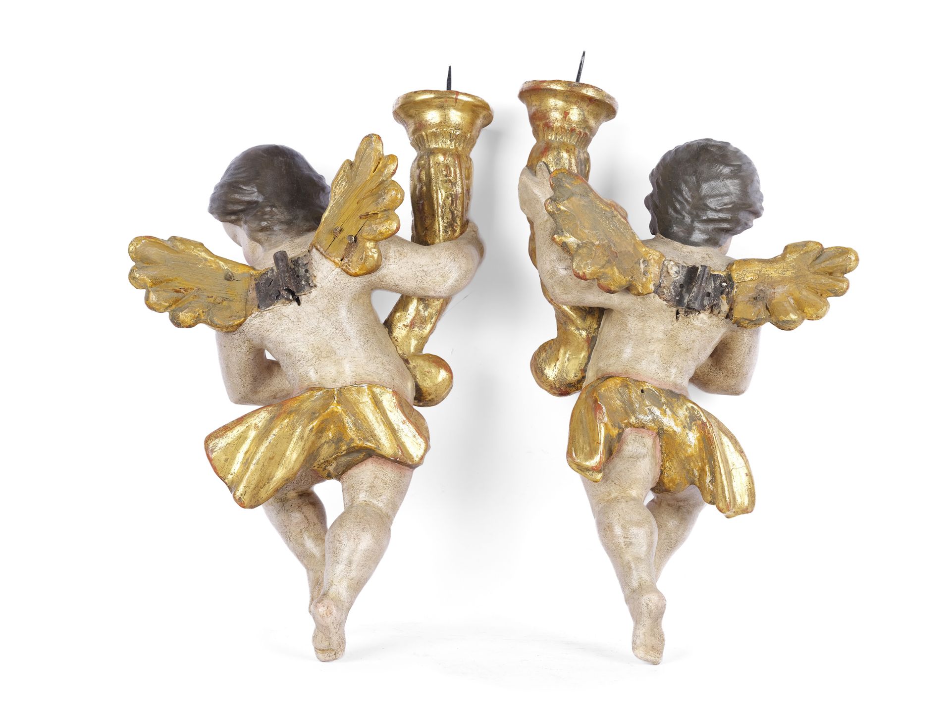 Pair of baroque angels, South German, mid 18th century - Image 2 of 2
