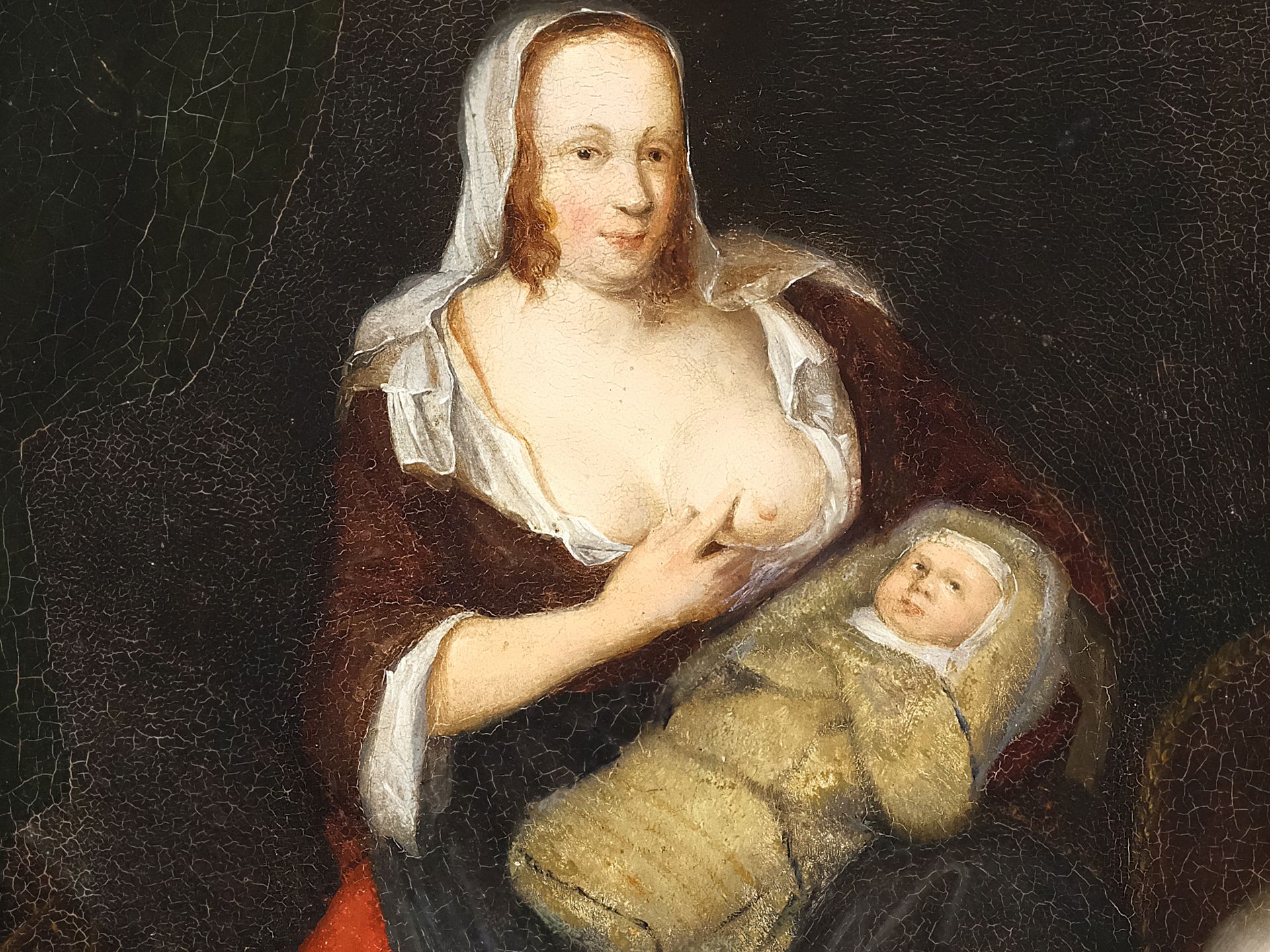 Frans van Mieris der Ältere, Leiden 1635 - 1681 Leiden, zugeschrieben, Mutter mit Kind - Bild 3 aus 4