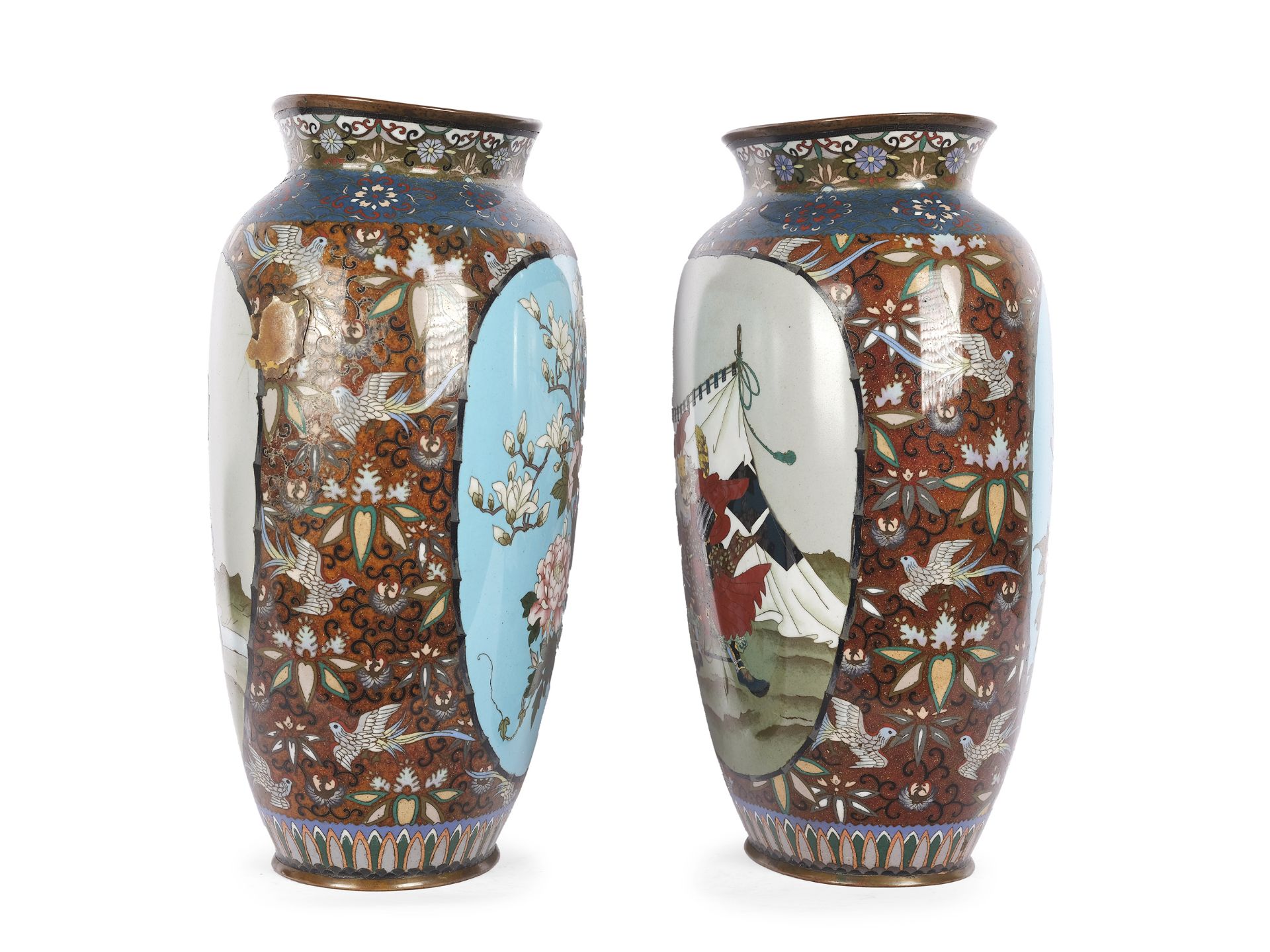 Pair of cloisonné vases, Japan, Meiji period, 1868-1912 - Image 2 of 5