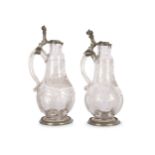 Pair of baroque glass jugs for vinegar and oil