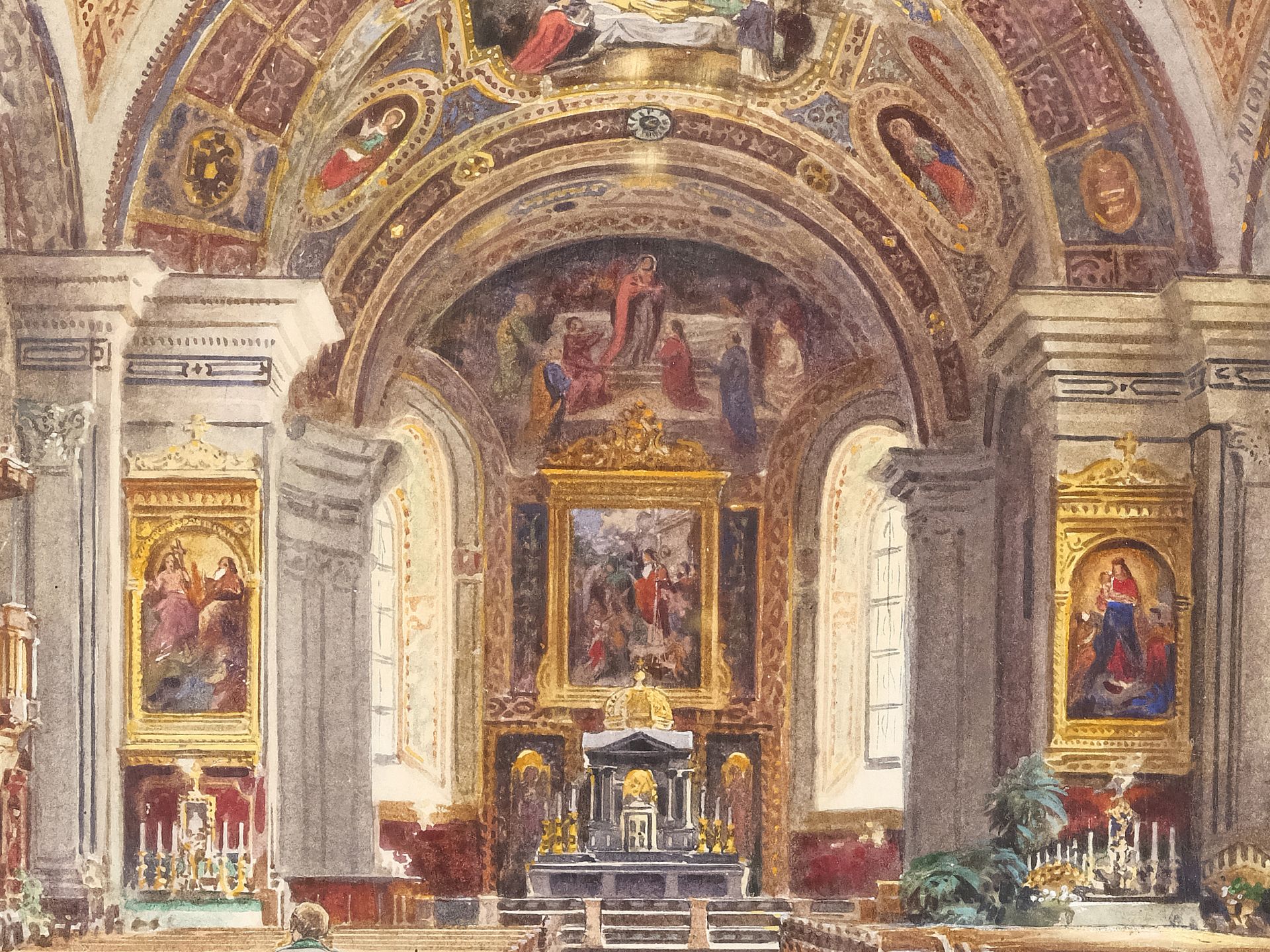Ernst Graner, Werdau 1865 - 1943 Wien, Kircheninterieur - Bild 4 aus 5