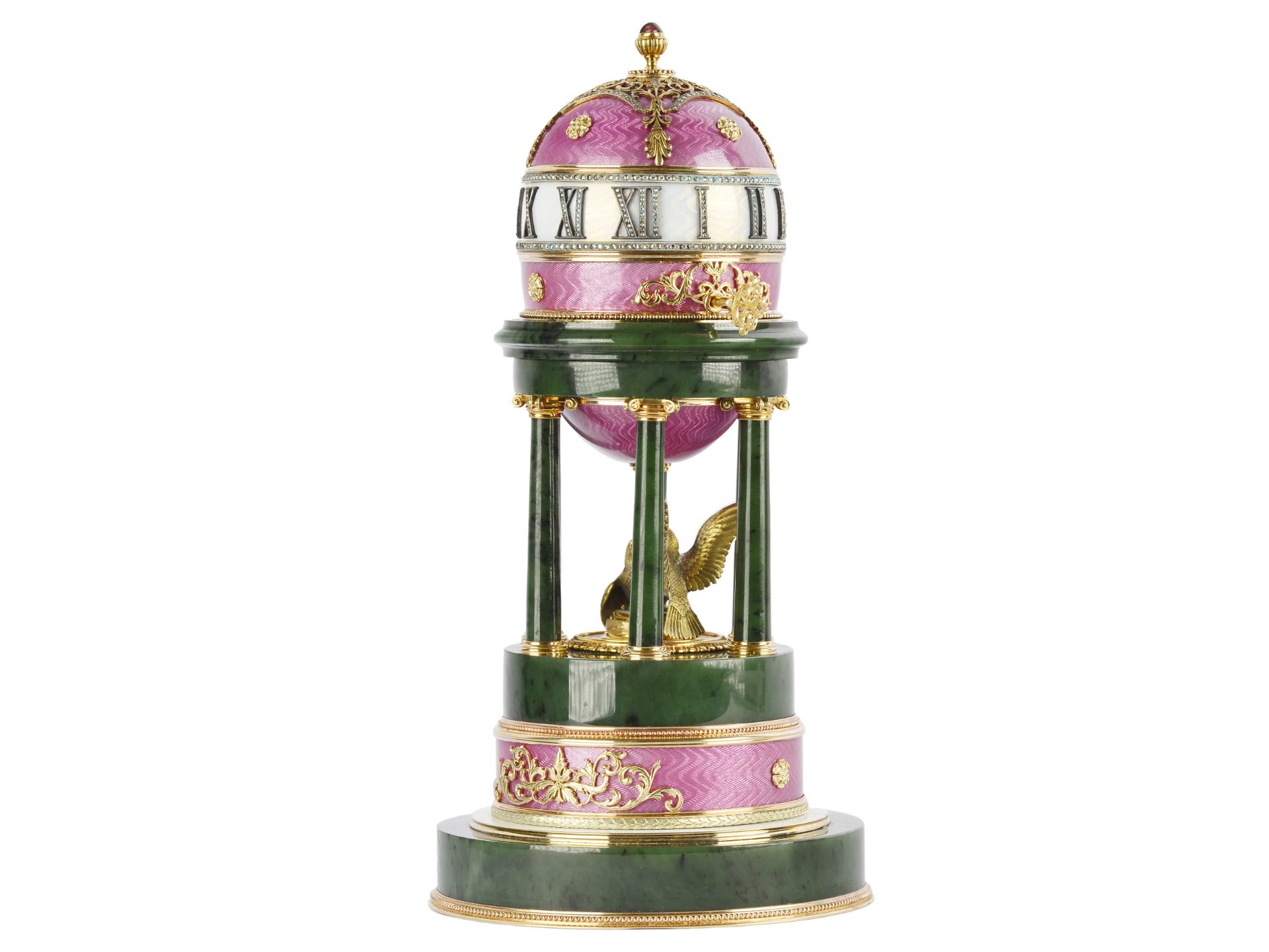 Hochbedeutendes Unikat einer Kolonnaden-Uhr, im Stil von Peter Carl Fabergé, Sankt Petersburg 1846 - - Bild 3 aus 17