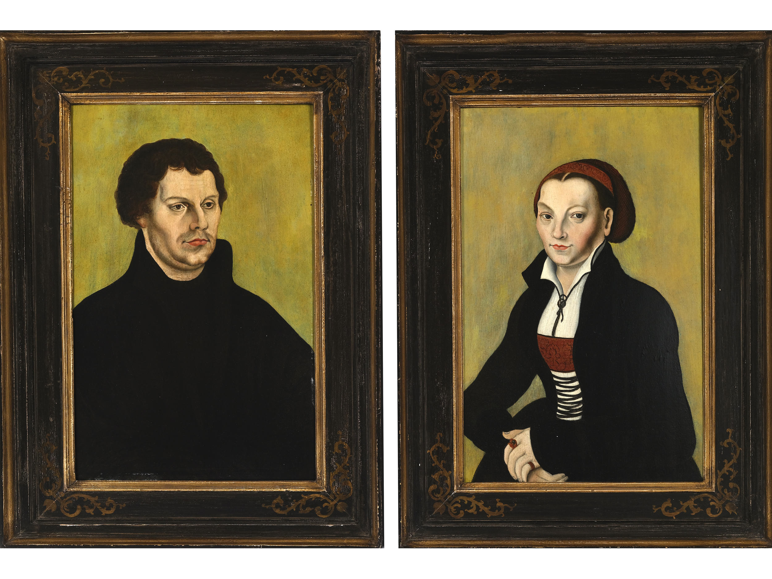 Lucas Cranach the Elder, Kronach 1472 - 1553 Weimar, circle of, Portraits of Martin Luther and Katha - Image 2 of 5