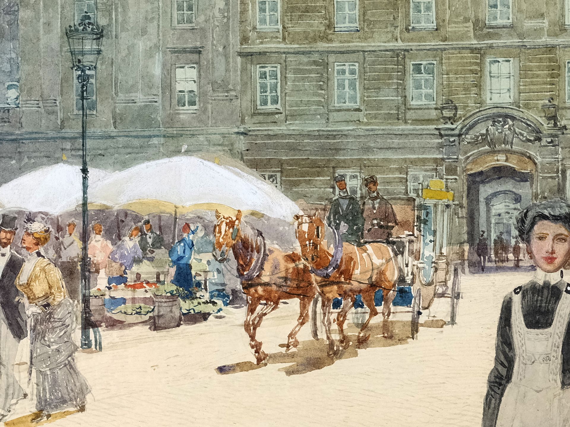 Richard Moser, Wien 1874 - 1924 Aigen, Blumenmarkt am Hof - Bild 4 aus 5