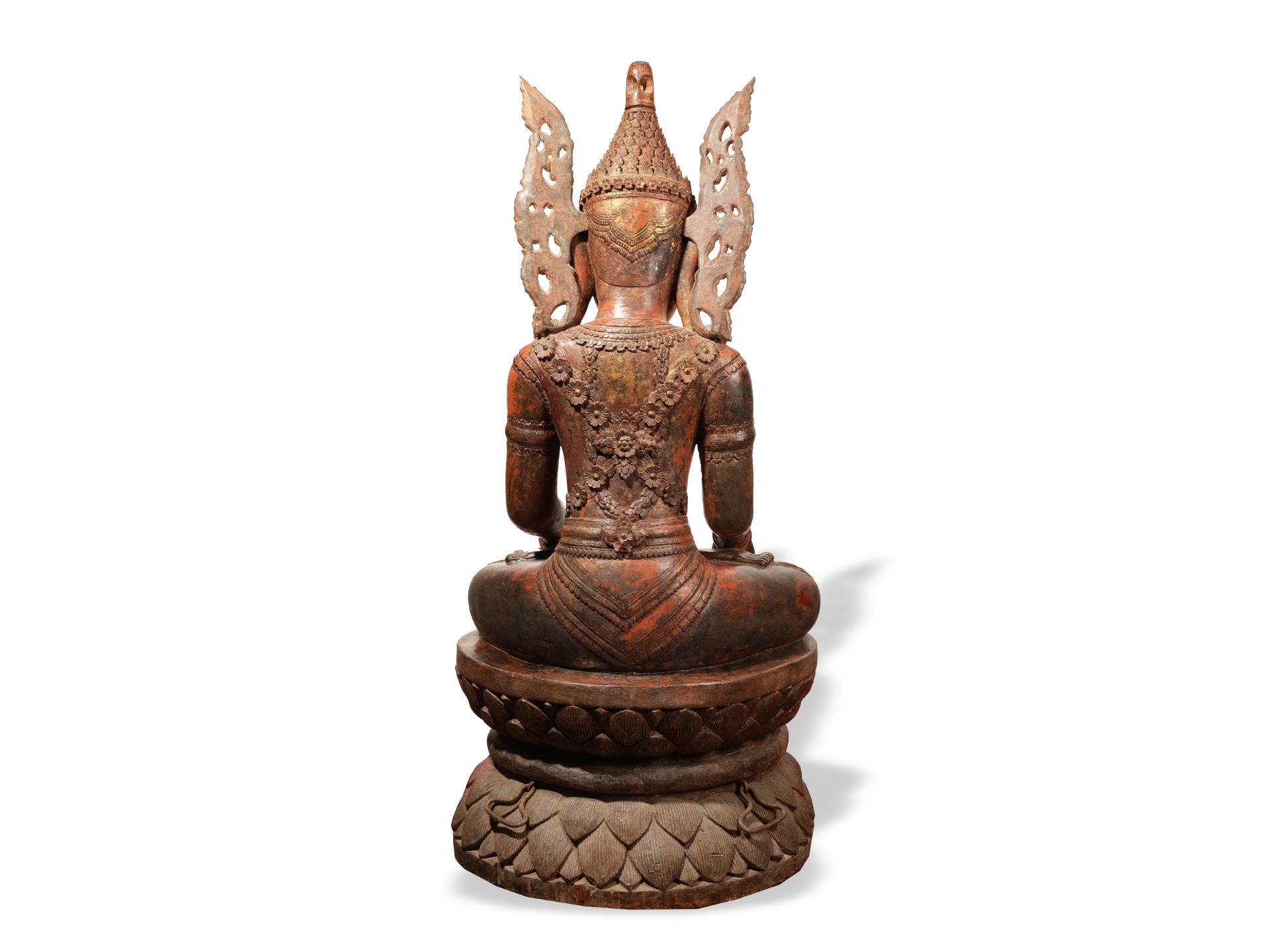 Large lacquered wooden Buddha, Myanmar (Burma), Shan, 17th-18th century - Image 6 of 9