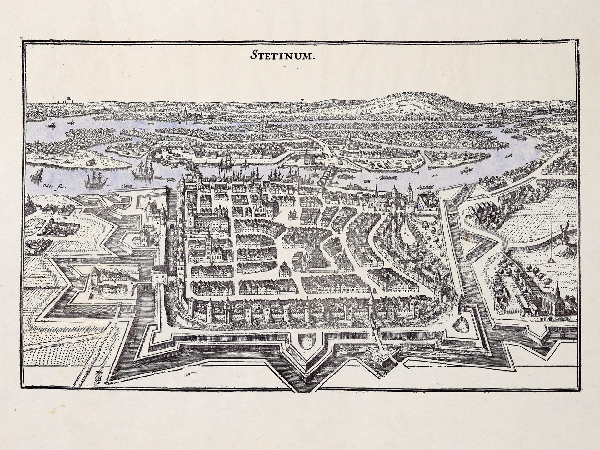 Stetinum, Vogelschauplan von Stettin/Szczecin