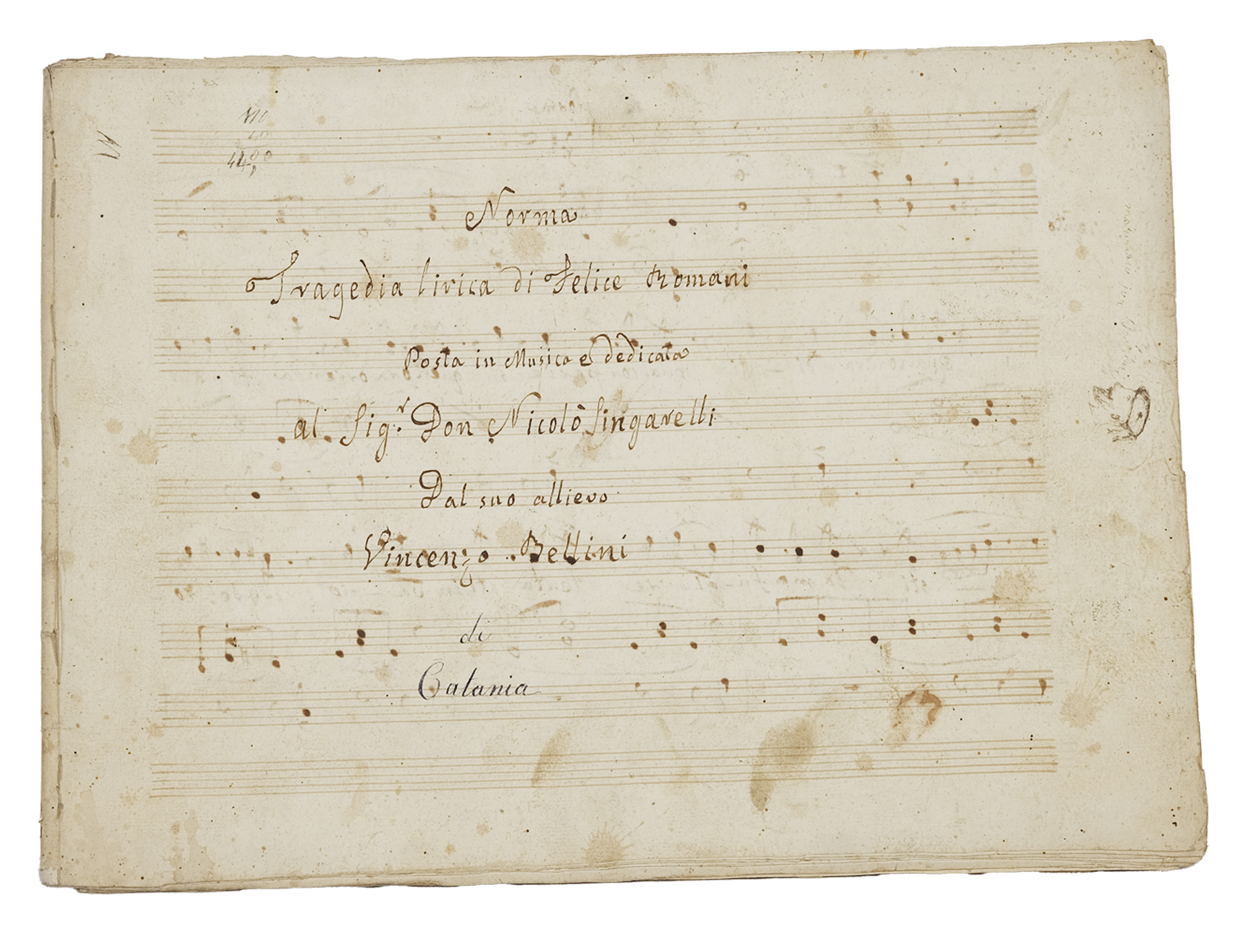 Vincenzo Bellini, Katania 1801 - 1835 Puteaux, handwritten music books by the composer - Image 3 of 5