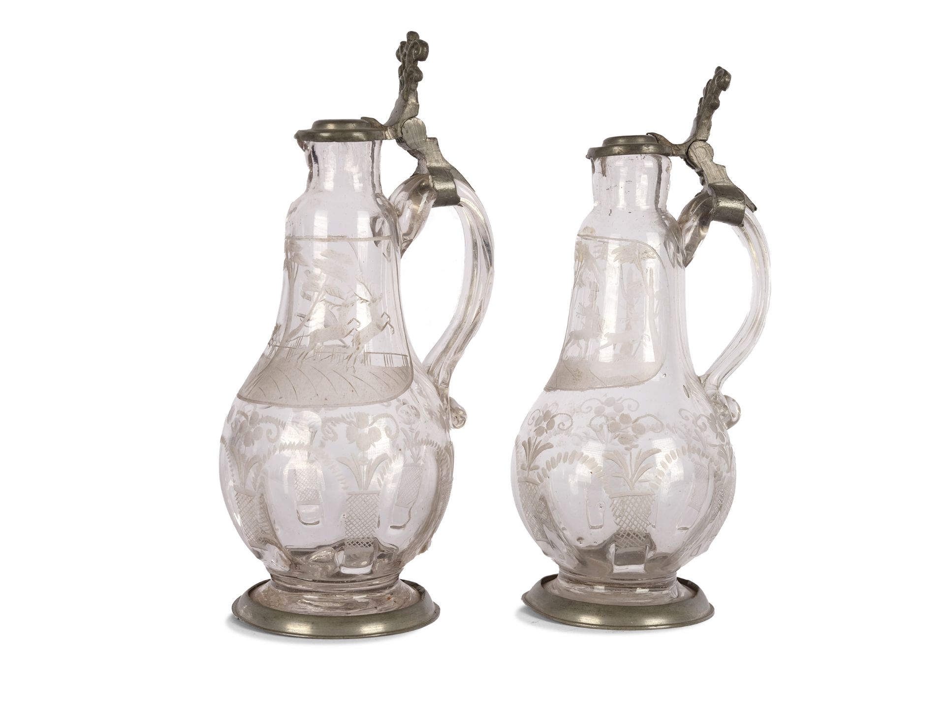 Paar barocke Glaskännchen für Essig und Öl - Bild 3 aus 3