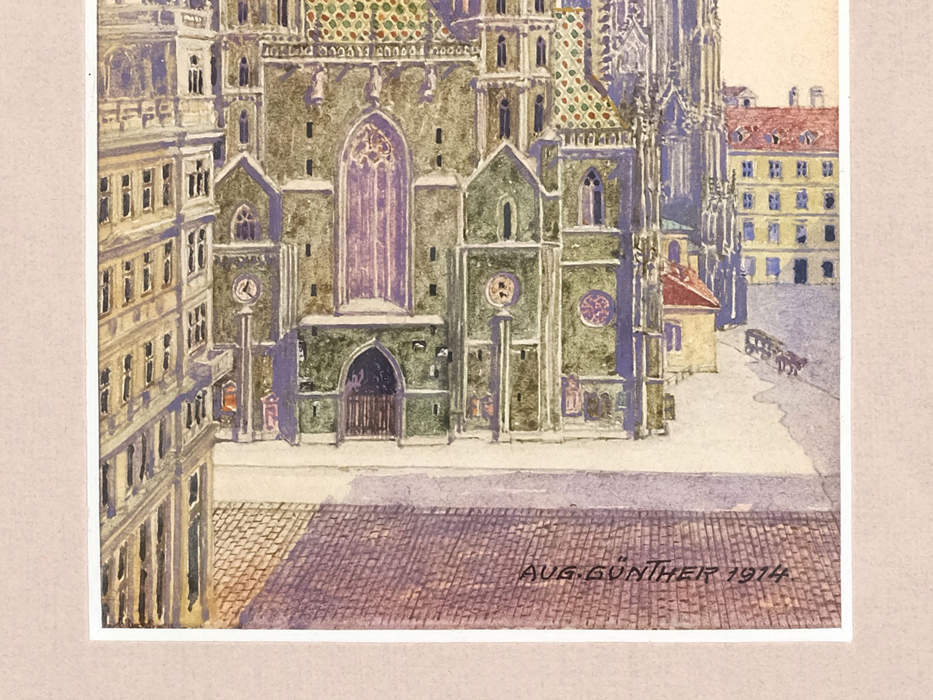 August Günther, Vienna, 20th century, View of St Stephen's Cathedral - Image 3 of 4
