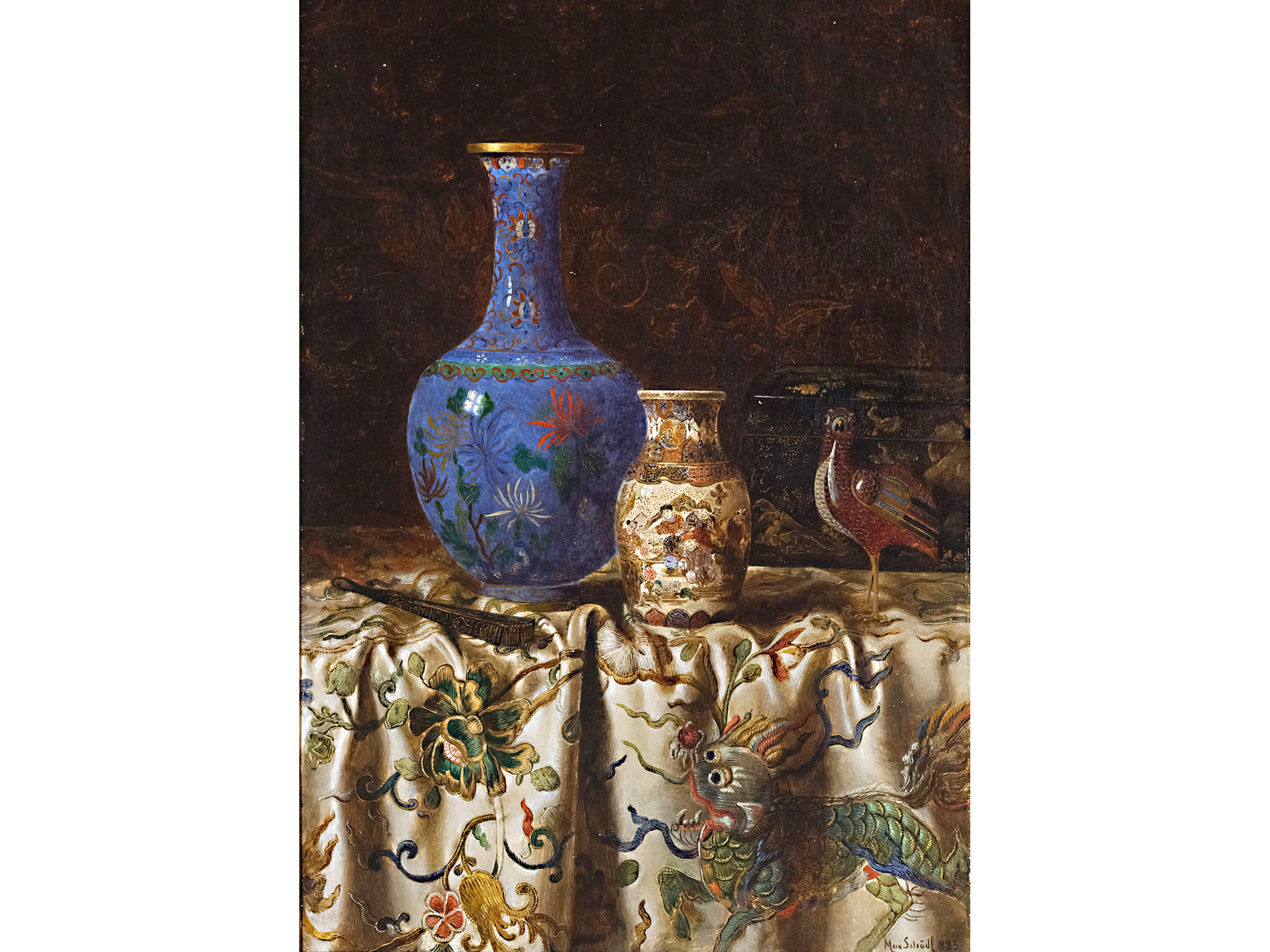 Max Schödl, Vienna 1834 - 1921 Vienna, Still life with Asian objects