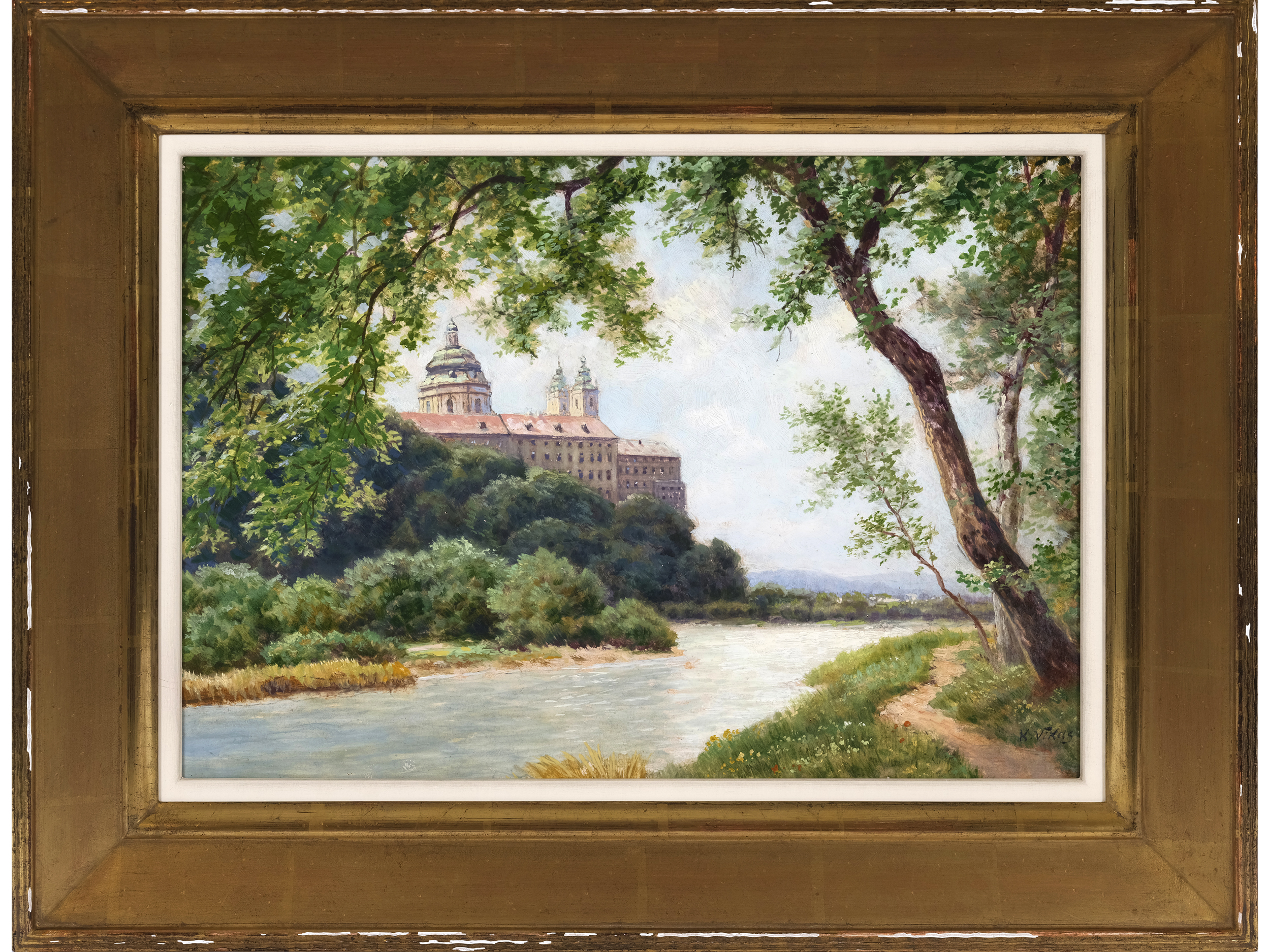 Karl Vikas, Ternitz 1875 - 1934 Krems on the Danube, View of Melk - Image 2 of 4