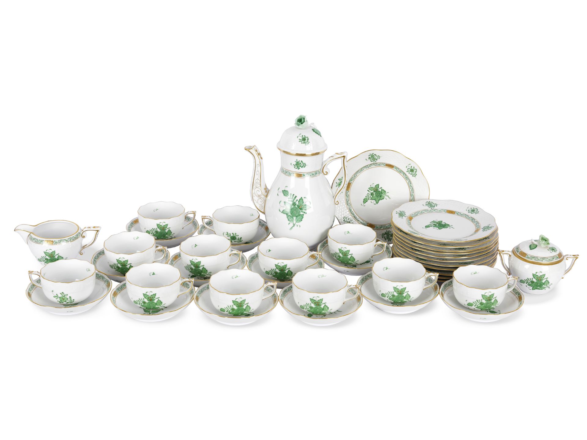 Coffee set, 39 pieces, Herend, Apponyi Vert