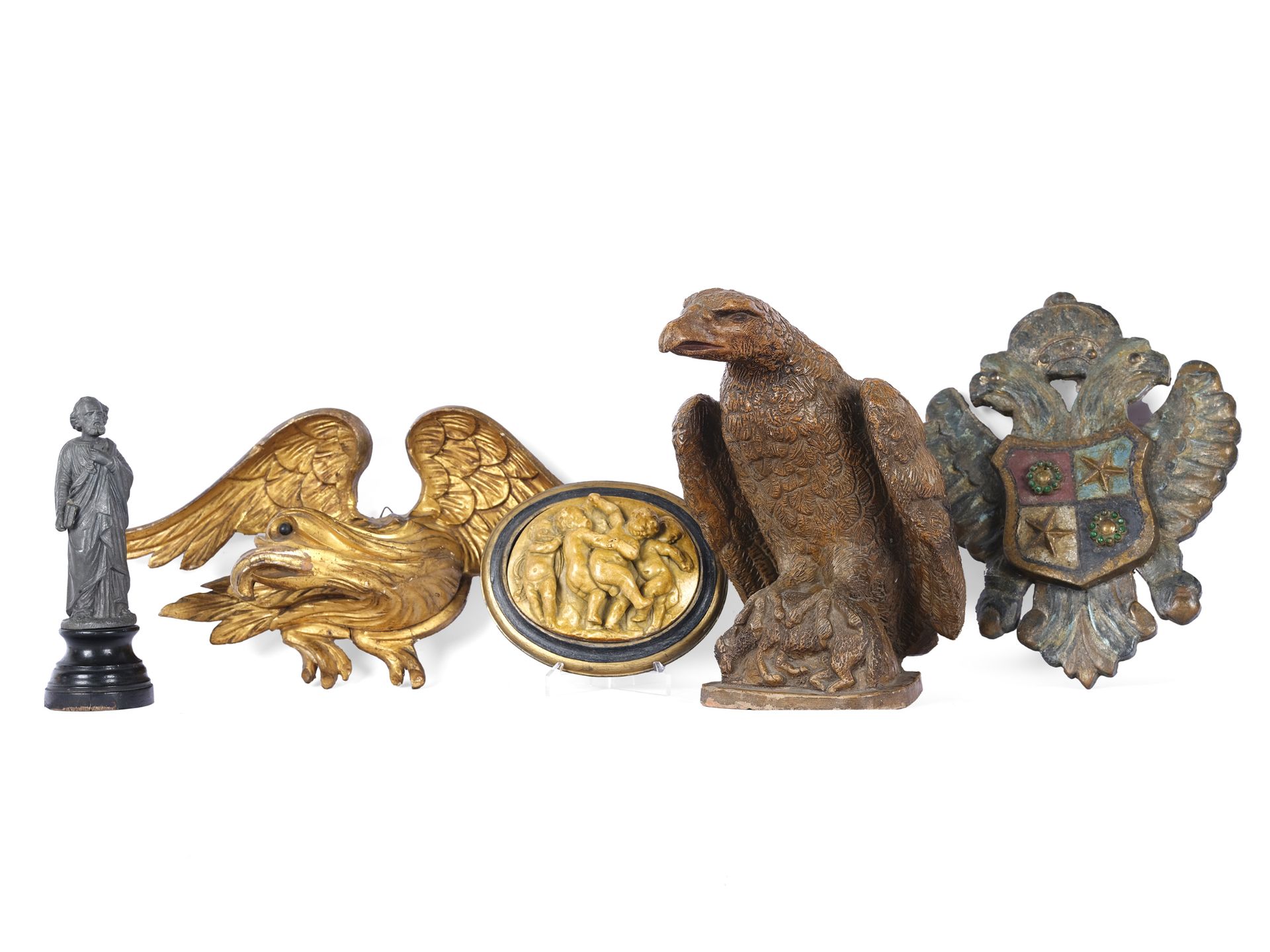 Mixed lot: sculpture, relief, eagle, double-headed eagle, ceramic eagle