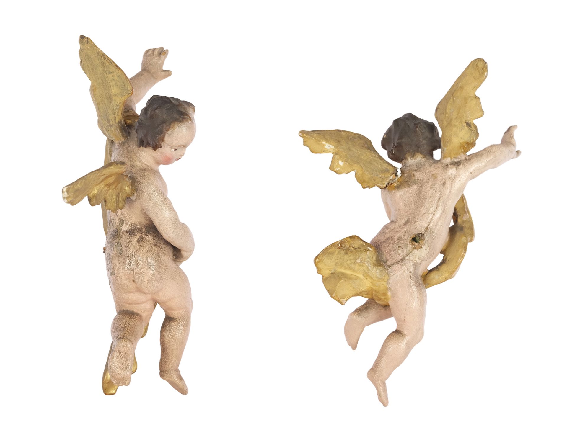 Pair of winged angels, South German, mid 18th century - Image 2 of 2