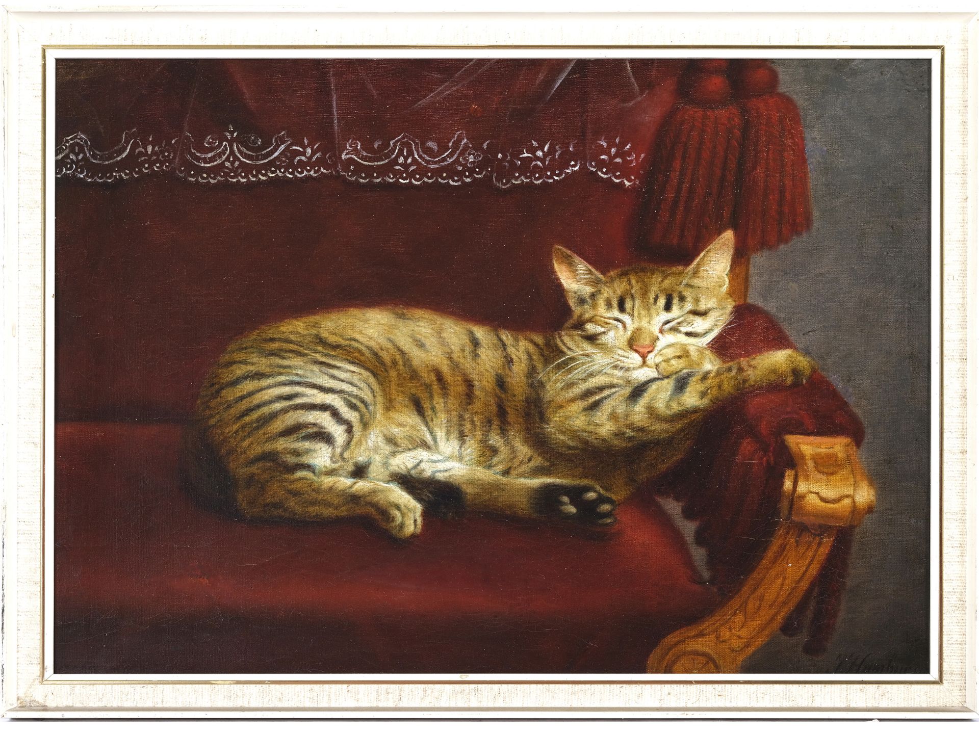 Julius Hamburger, Österreich, 1830 - 1909, Katze auf Sessel - Bild 2 aus 5