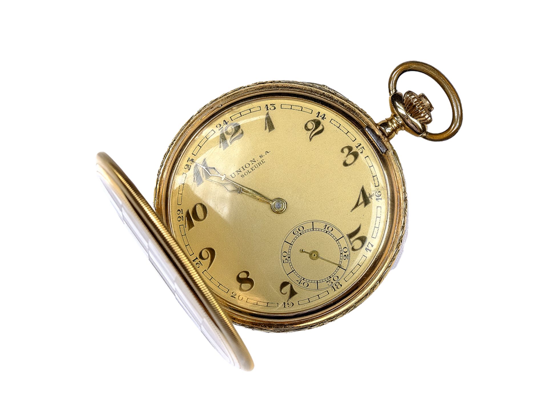 Double mantle pocket watch, Union Soleure