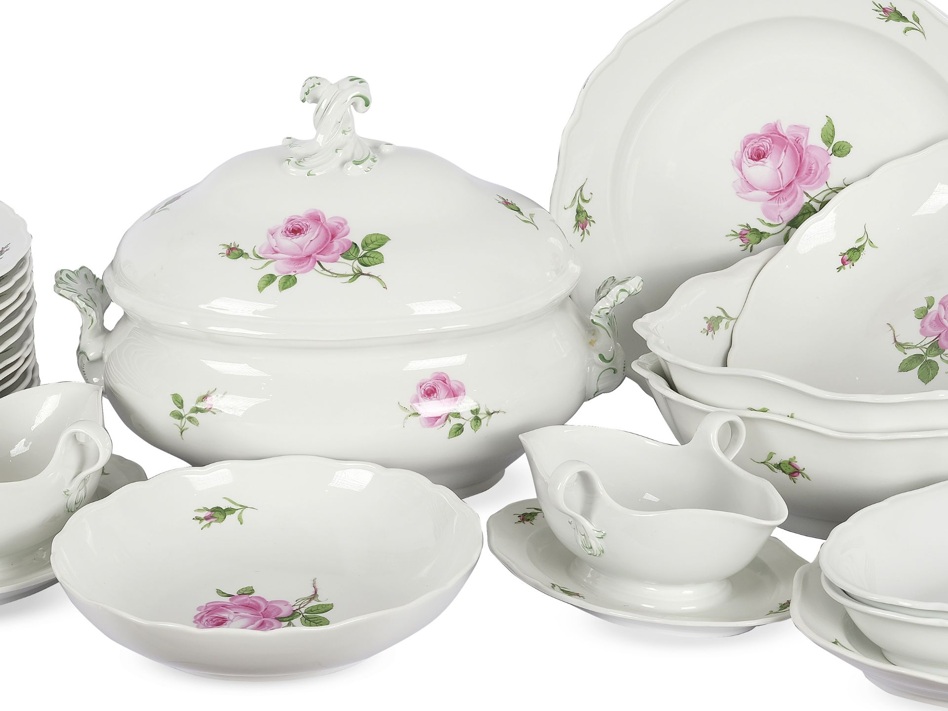 Dinner service, 59-piece, Meissen, Rose decor - Image 3 of 6