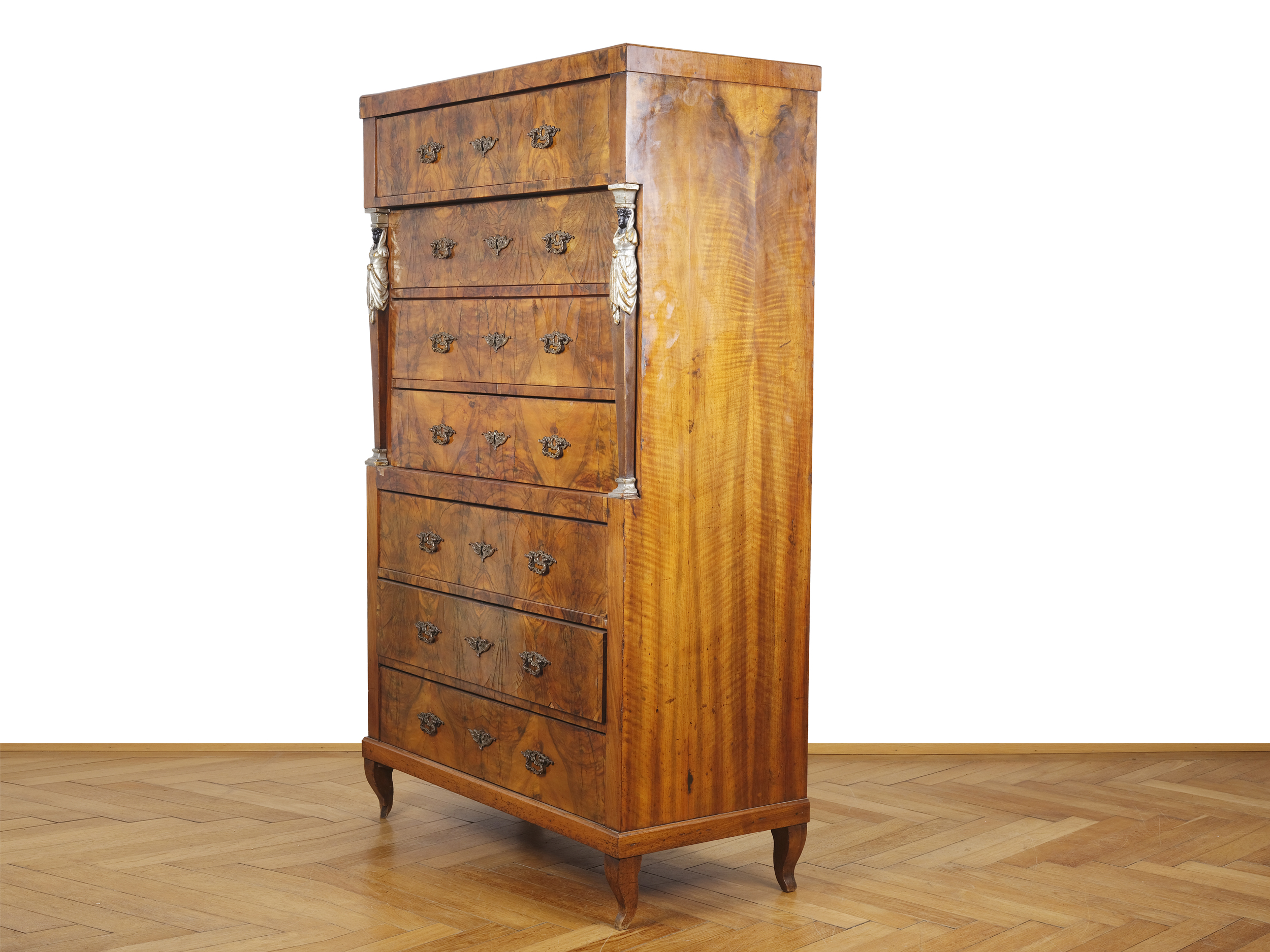 Empire chest of drawers with two side caryatids, 7 drawers, Danube Monarchy, around 1820/30 - Image 2 of 8