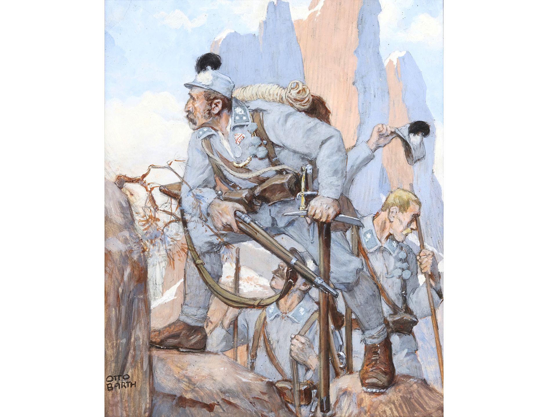 Otto Barth, Wien 1876 - 1916 Wien, Soldaten in den Dolomiten