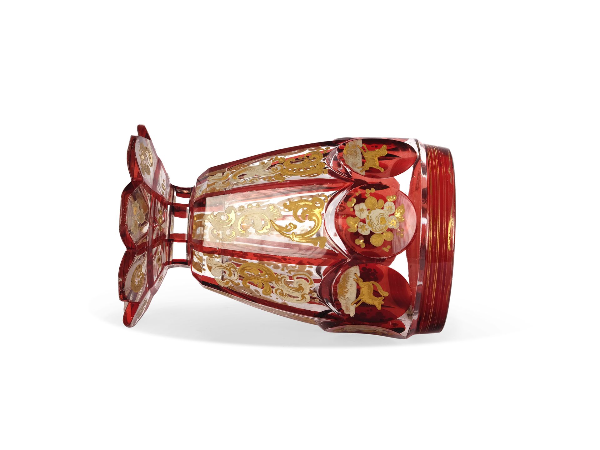 Biedermeier glass, all-round animal motifs, around 1840 - Image 4 of 4