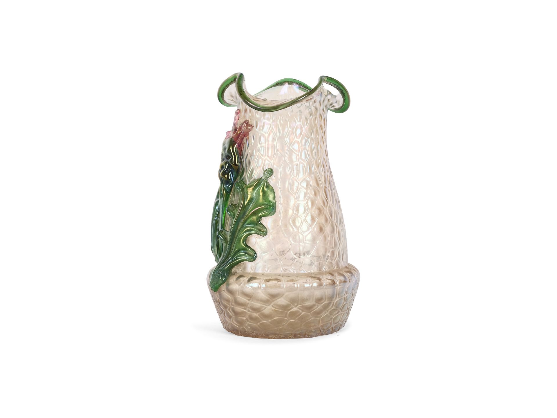 Vase with thistle decoration, Kralik - Image 2 of 5