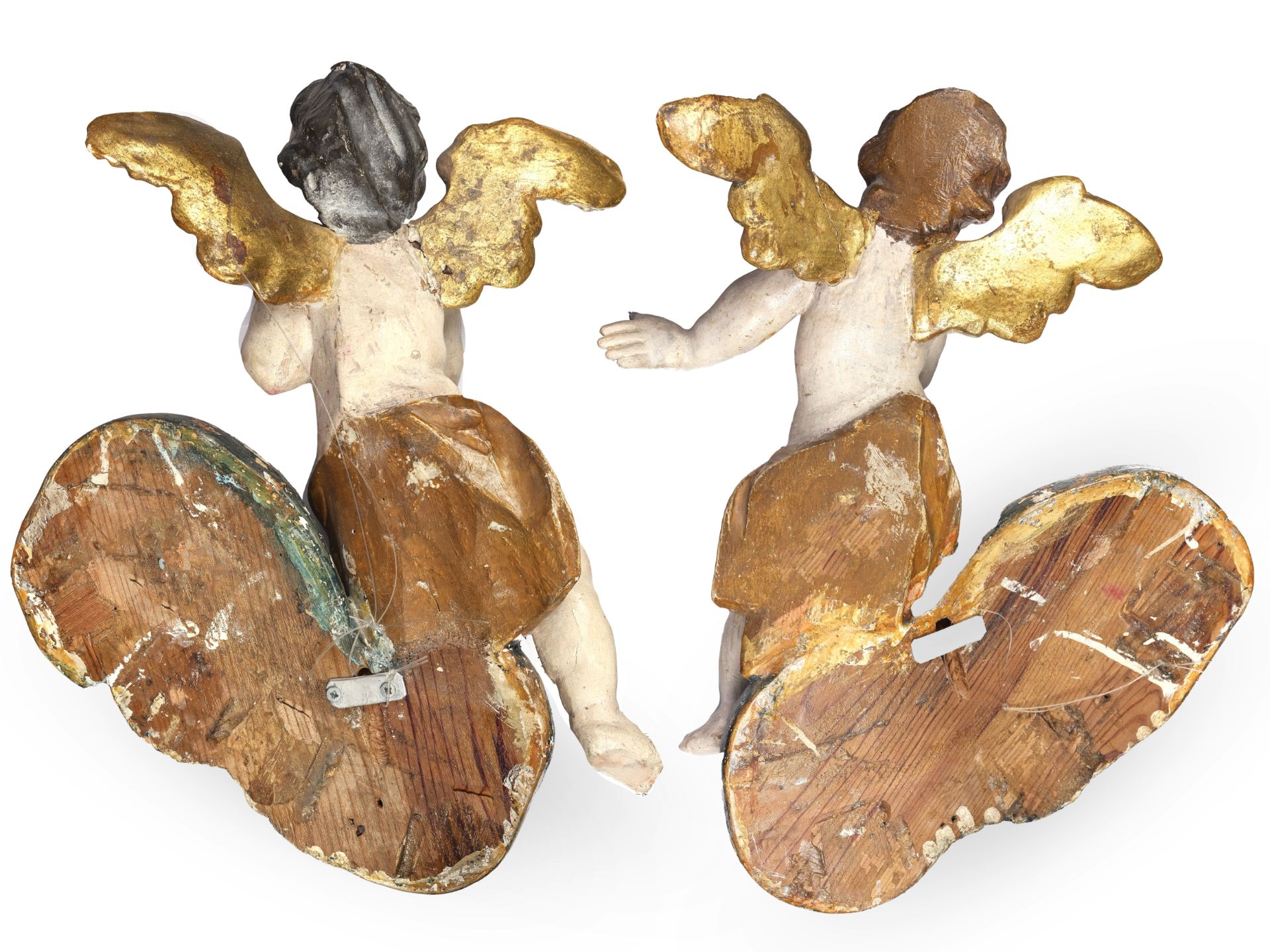 Pair of putti on a cloud bench, South German, mid 18th century - Image 2 of 2